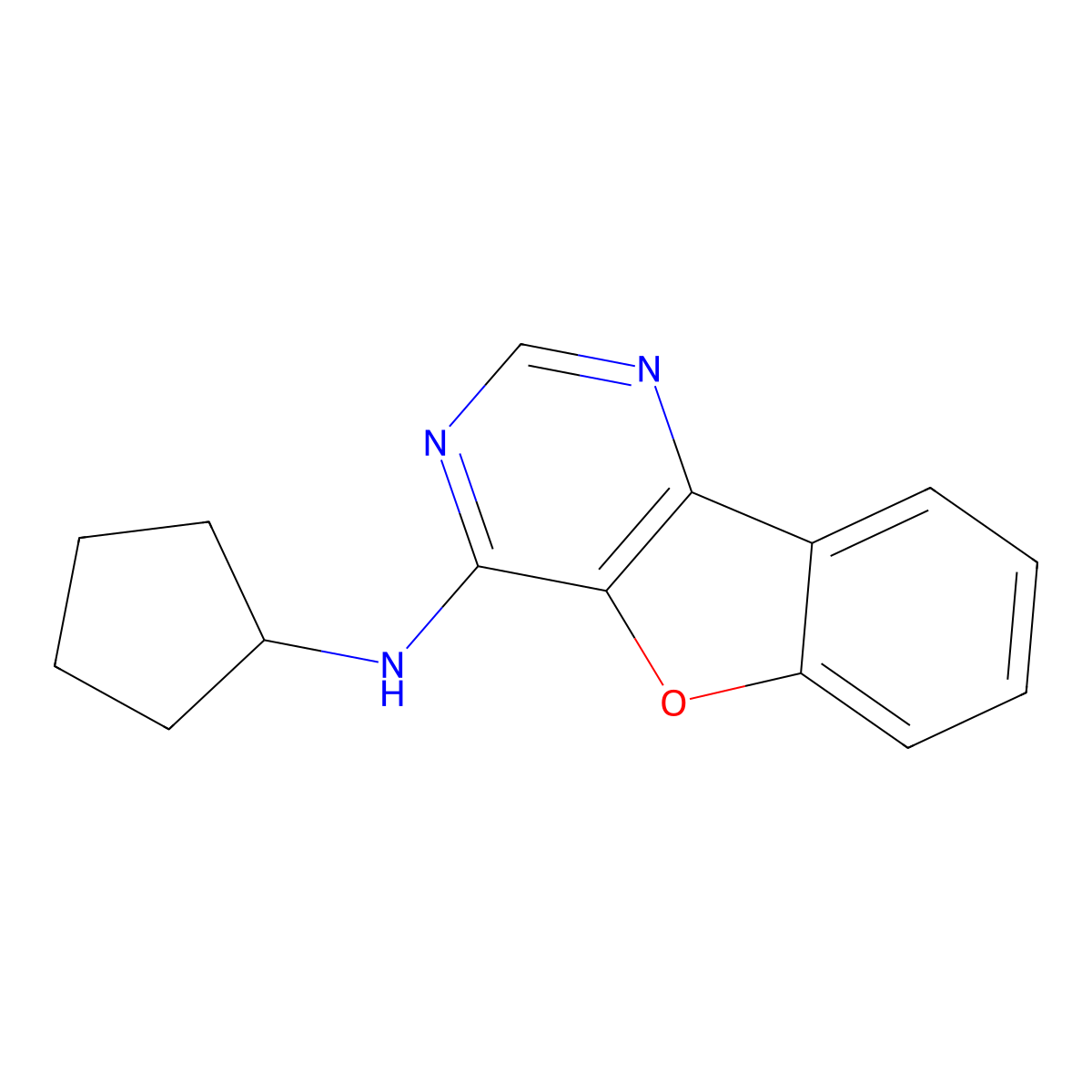 N-cyclopentyl-[1]benzofuro[3,2-d]pyrimidin-4-amine molecular structure, CAS 797027-90-8