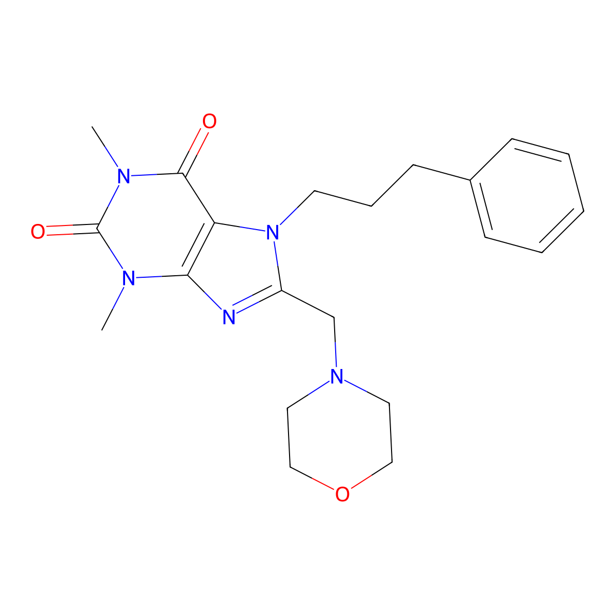 1,3-Dimethyl-8-morpholin-4-ylmethyl-7-(3-phenyl-propyl)-3,7-dihydro-purine-2,6-dione molecular structure, CAS 797028-07-0