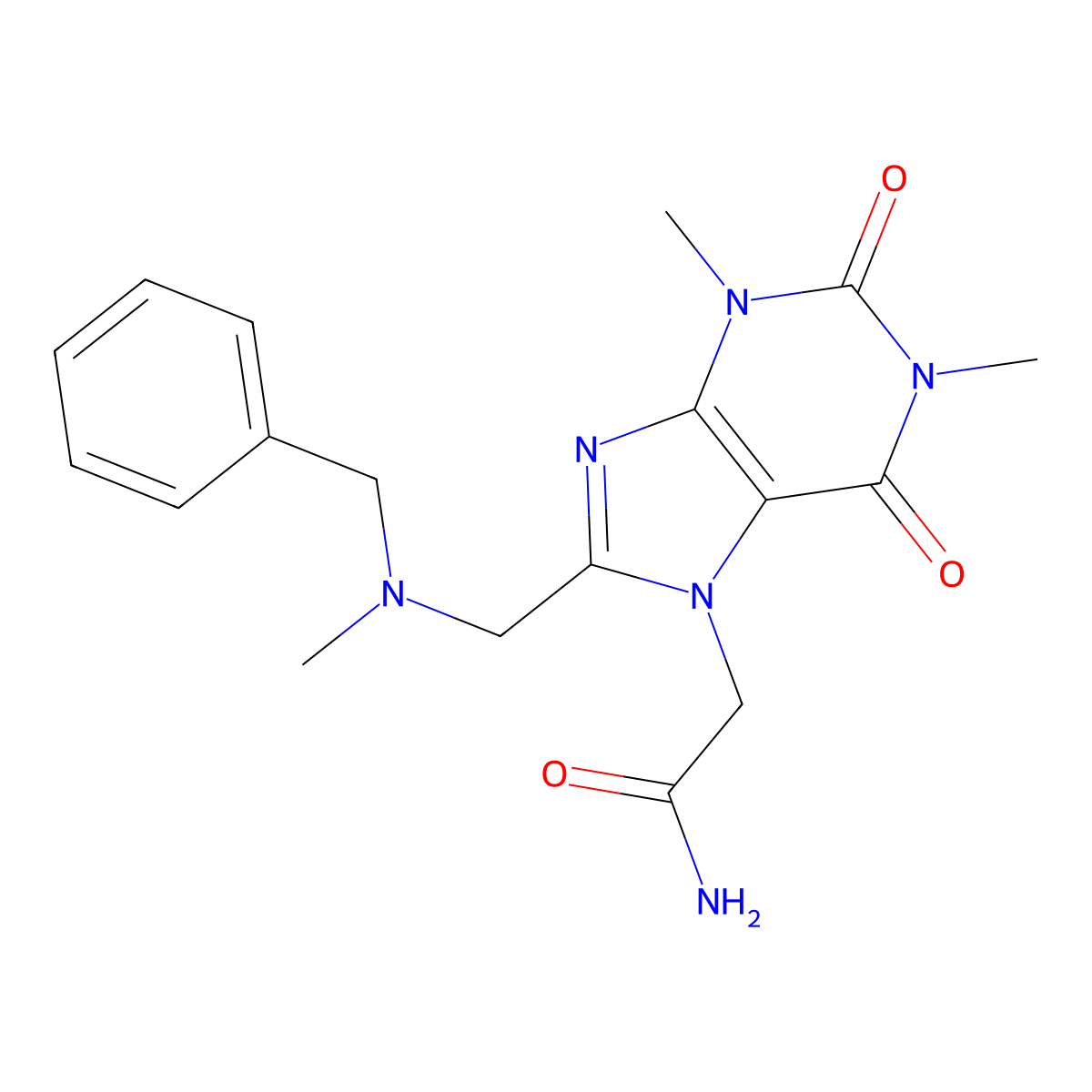 2-(8-{[benzyl(methyl)amino]methyl}-1,3-dimethyl-2,6-dioxo-1,2,3,6-tetrahydro-7H-purin-7-yl)acetamide molecular structure, CAS 797028-12-7