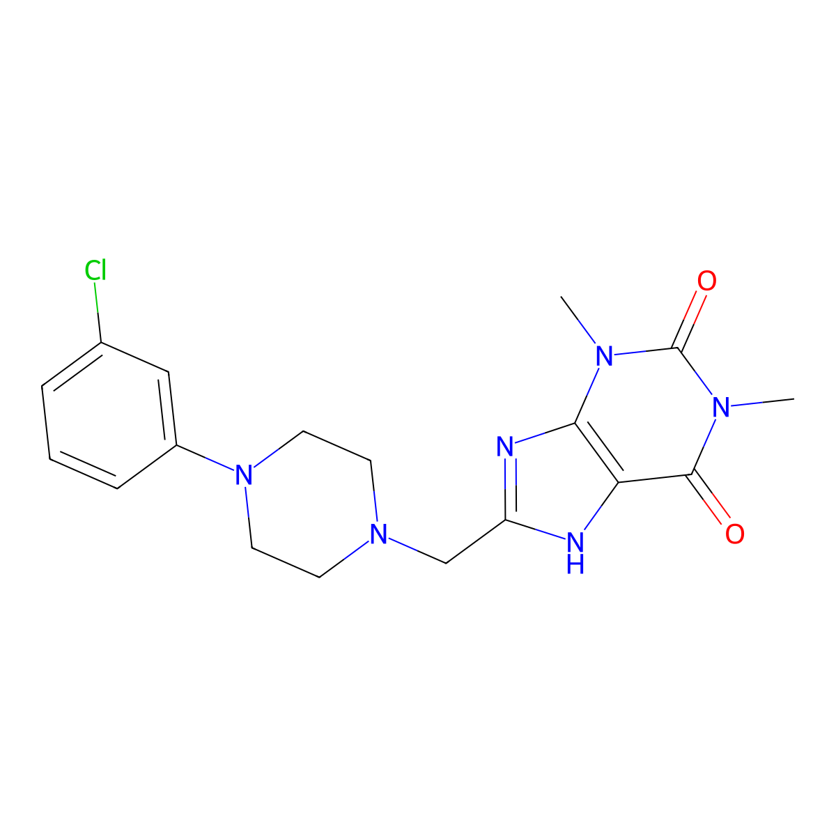 8-((4-(3-chlorophenyl)piperazin-1-yl)methyl)-1,3-dimethyl-1H-purine-2,6(3H,7H)-dione molecular structure, CAS 797028-15-0