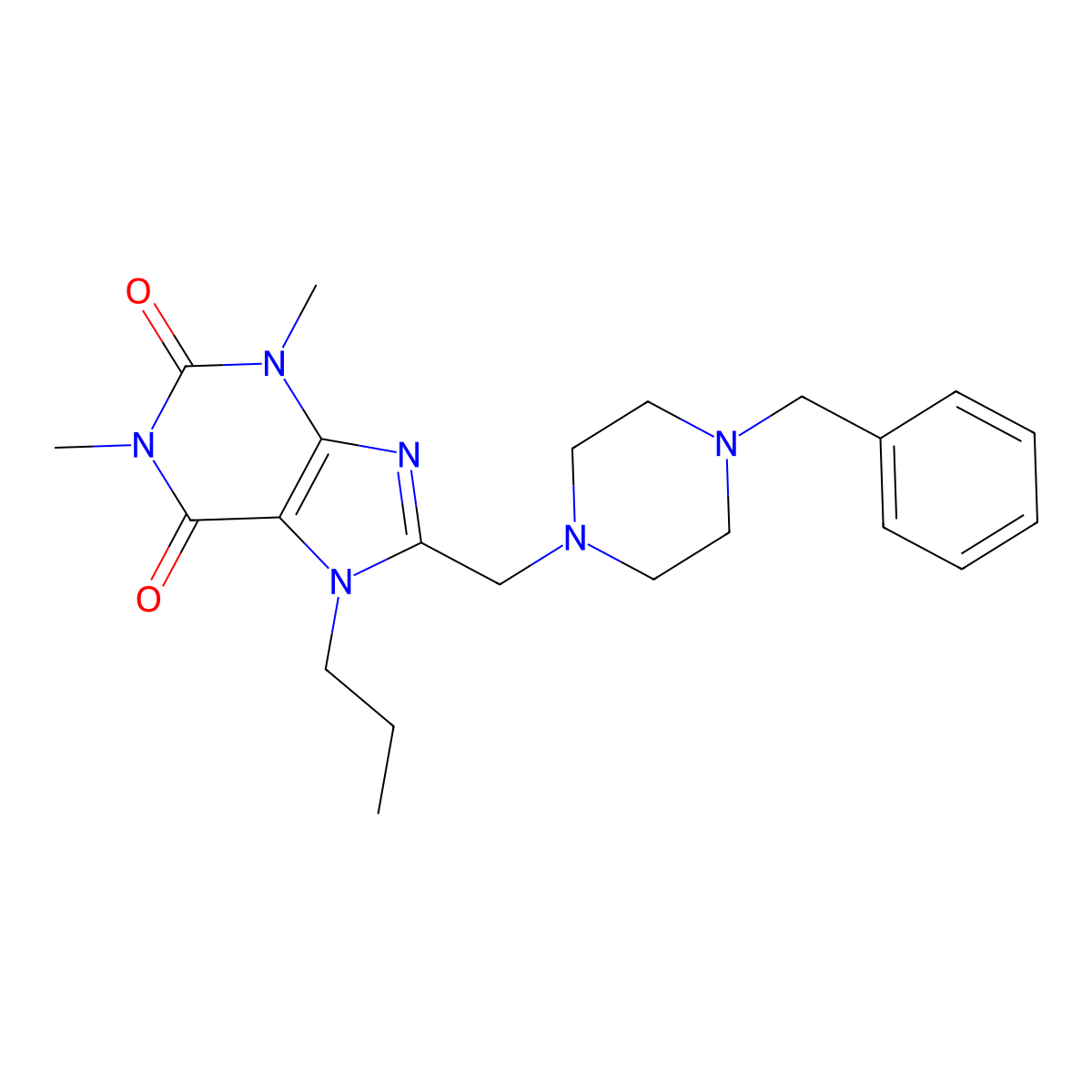 8-[(4-Benzylpiperazin-1-yl)methyl]-1,3-dimethyl-7-propylpurine-2,6-dione molecular structure, CAS 797028-24-1