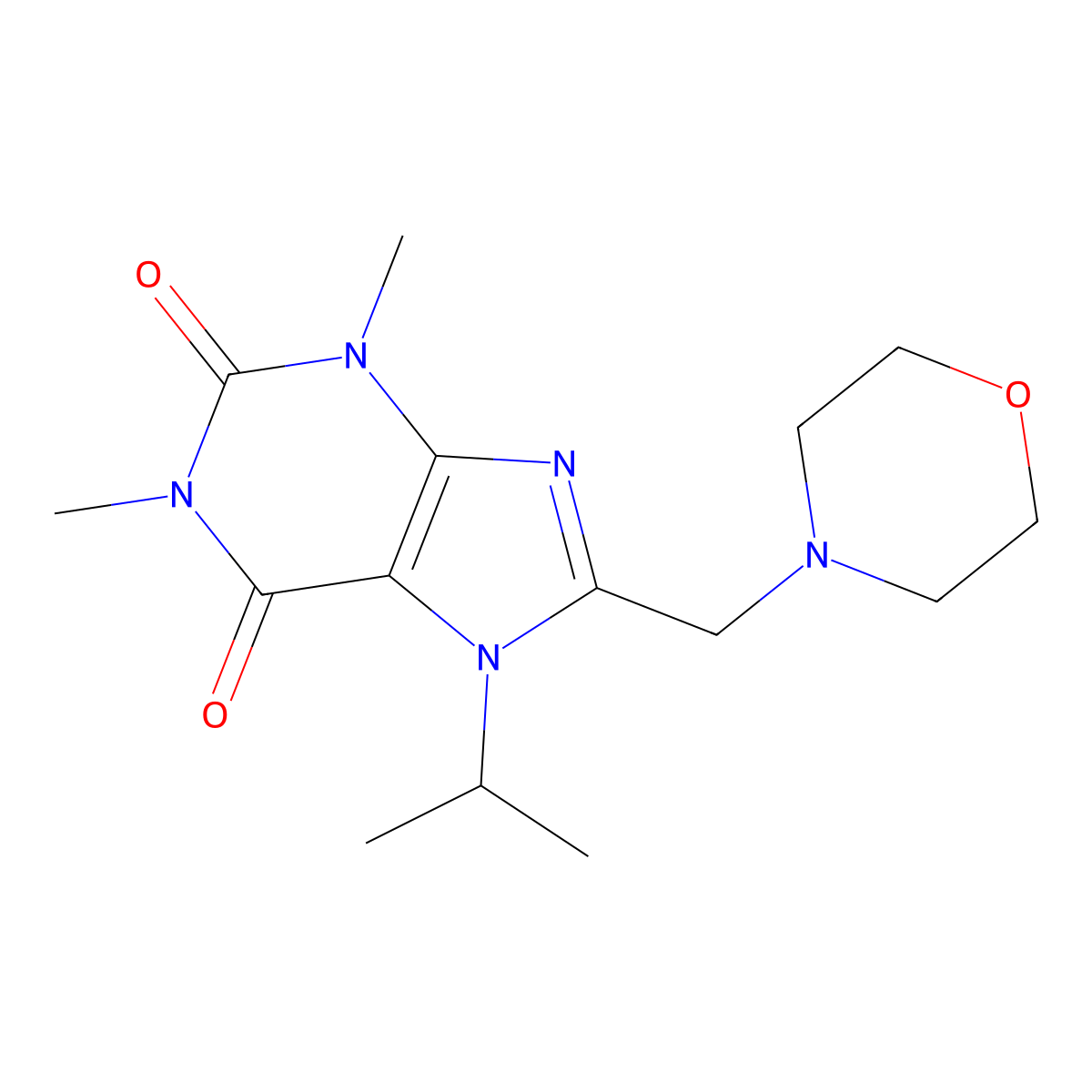 1,3-Dimethyl-8-(morpholin-4-ylmethyl)-7-propan-2-ylpurine-2,6-dione molecular structure, CAS 797028-32-1