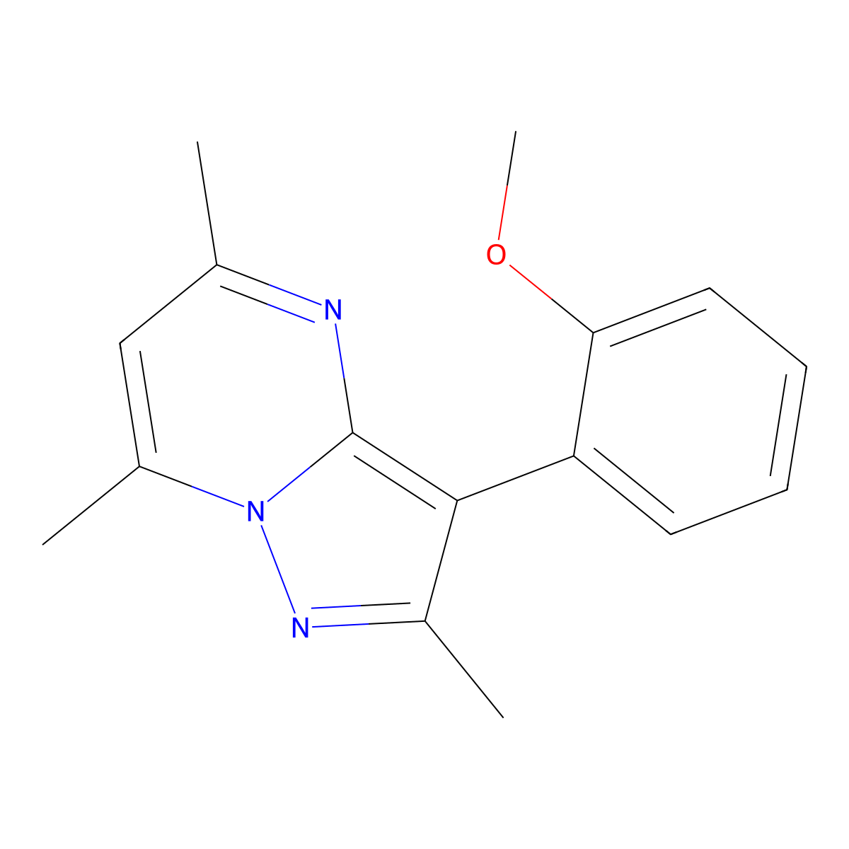 3-(2-Methoxyphenyl)-2,5,7-trimethylpyrazolo[1,5-a]pyrimidine molecular structure, CAS 797028-37-6