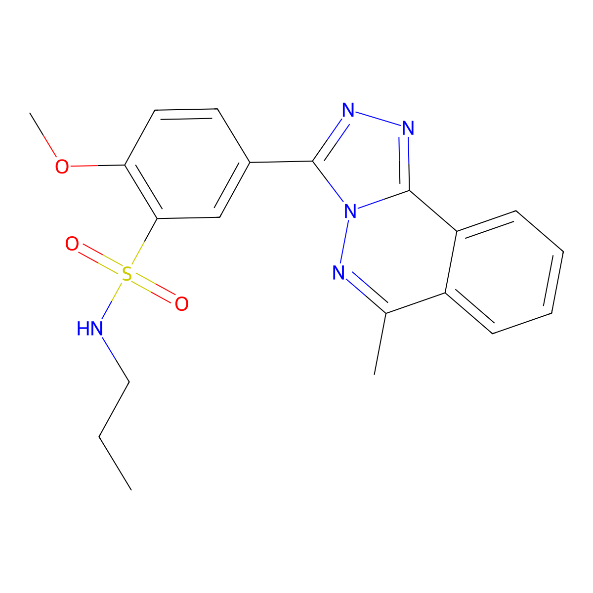 2-Methoxy-5-(6-methyl-1,2,4-triazolo[3,4-a]phthalazin-3-yl)-N-propylbenzenesulfonamide molecular structure, CAS 797028-98-9