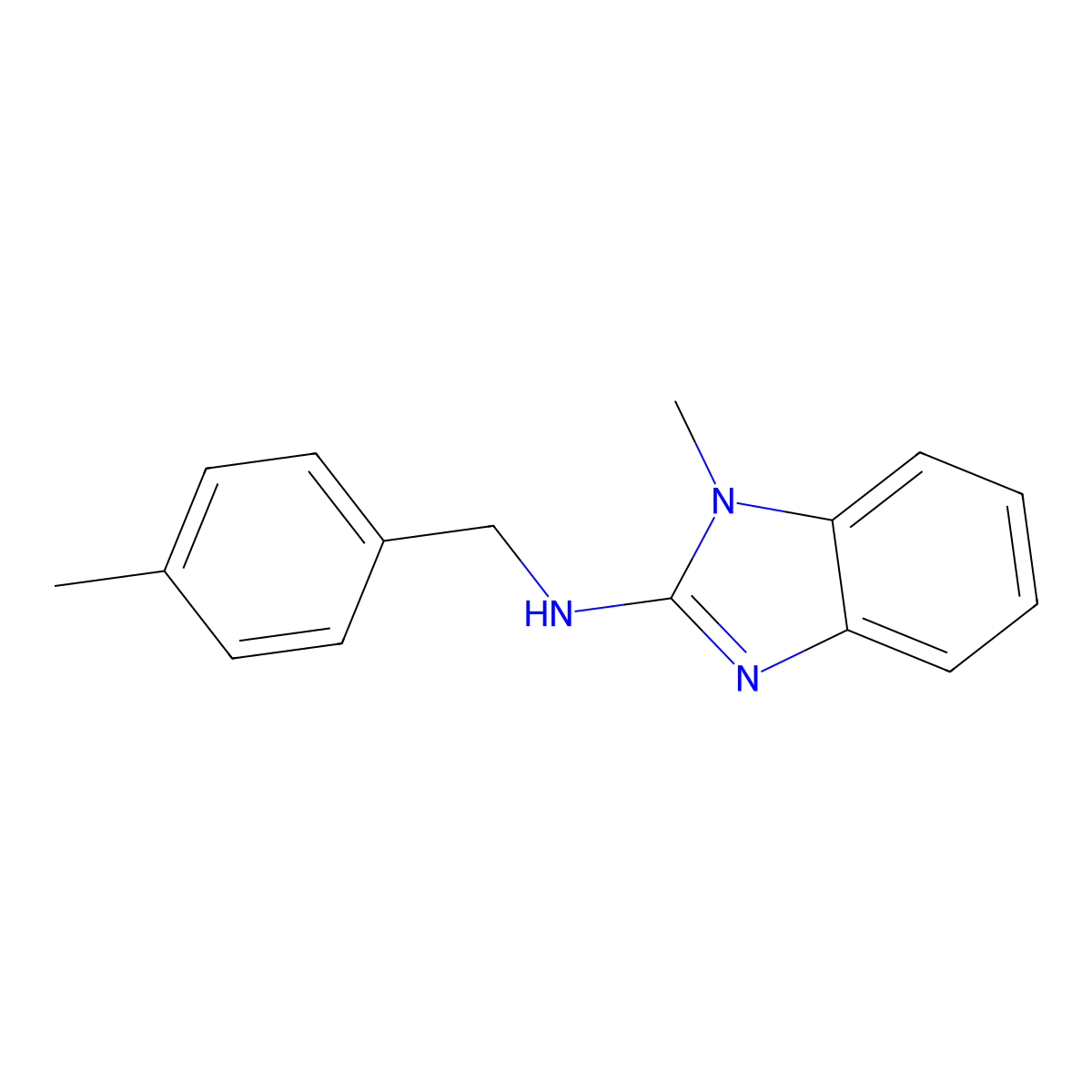 (1-Methyl-1H-benzoimidazol-2-yl)-(4-methyl-benzyl)-amine molecular structure, CAS 797029-04-0