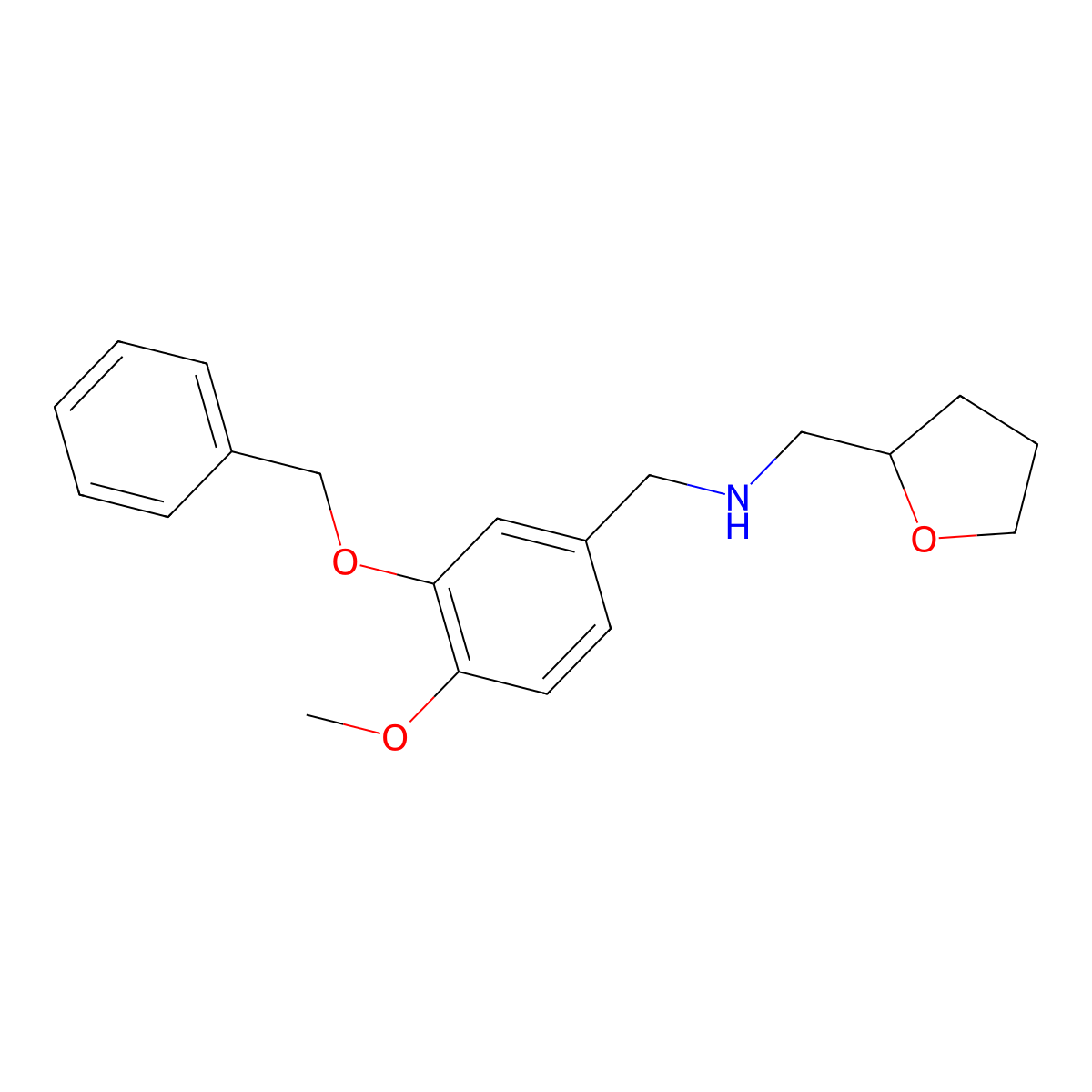 1-[3-(benzyloxy)-4-methoxyphenyl]-N-(tetrahydrofuran-2-ylmethyl)methanamine molecular structure, CAS 797030-69-4