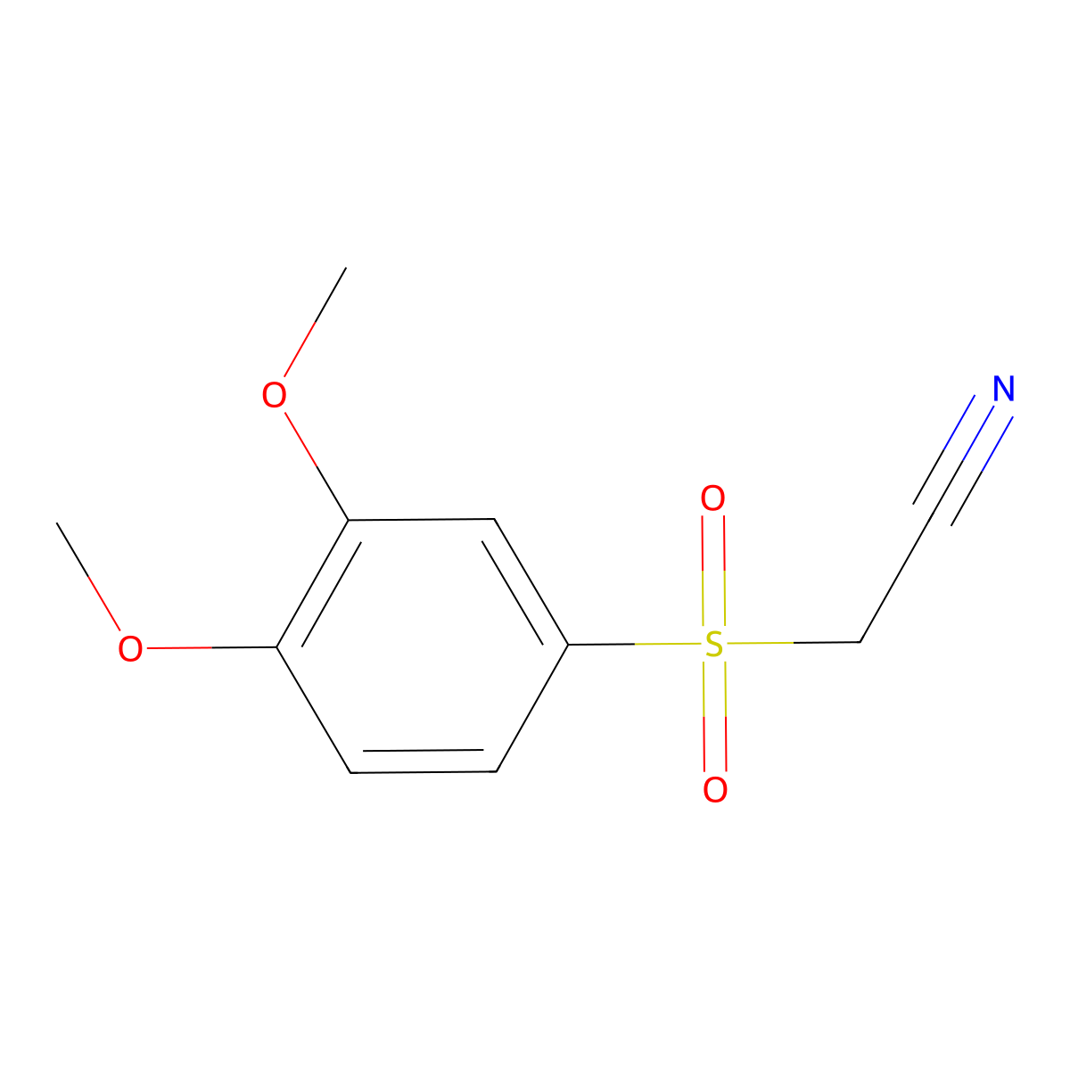Acetonitrile, 2-((3,4-dimethoxyphenyl)sulfonyl)- molecular structure, CAS 797036-29-4