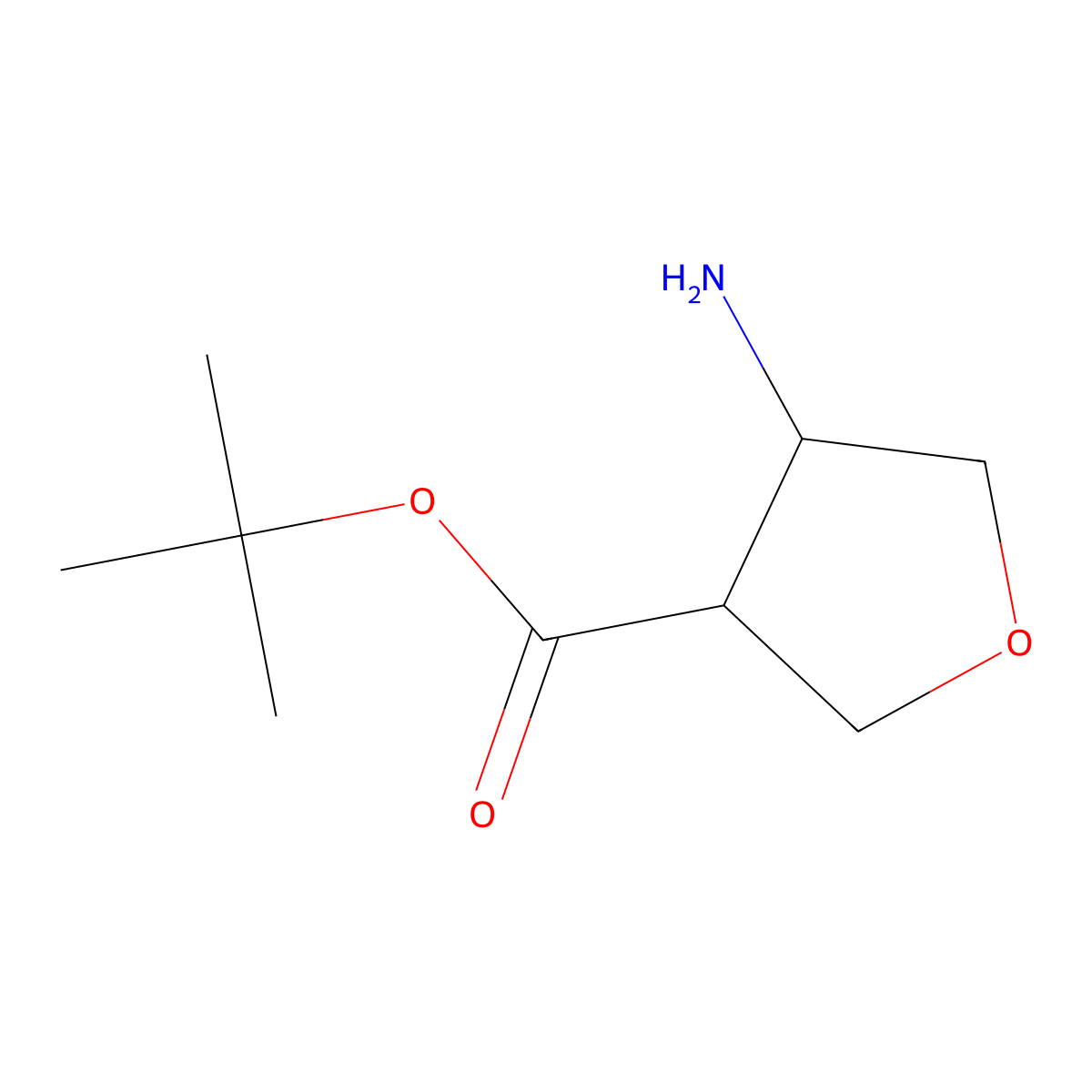 rac-tert-butyl (3R,4S)-4-aminooxolane-3-carboxylate molecular structure, CAS 797038-59-6