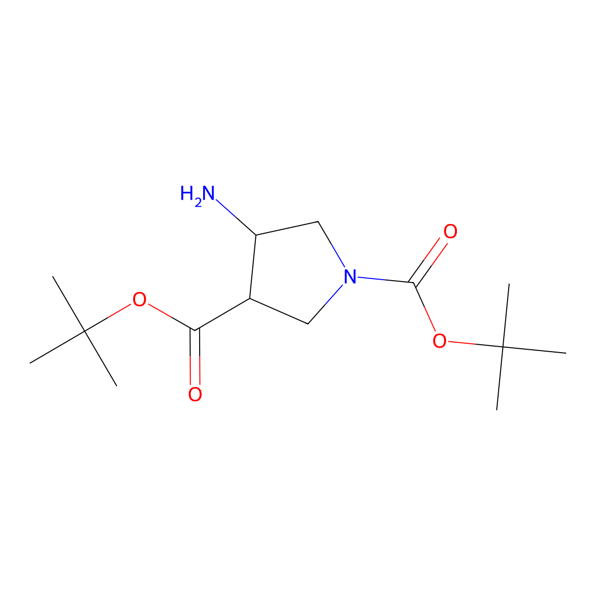 (3R,4R)-di-tert-butyl 4-aminopyrrolidine-1,3-dicarboxylate molecular structure, CAS 797038-63-2