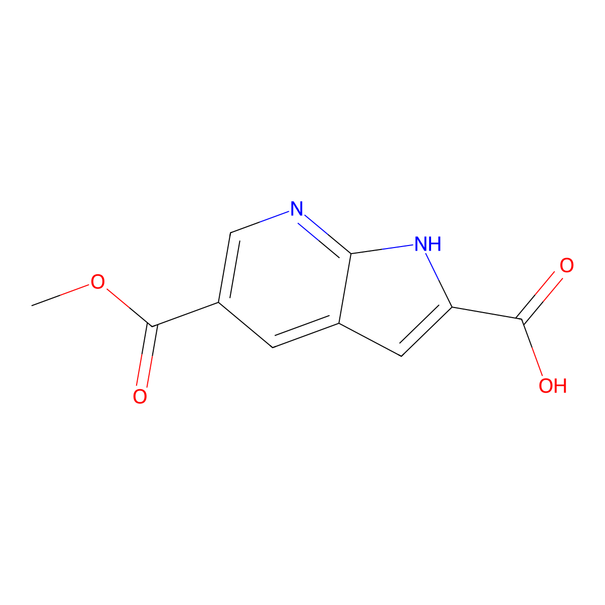 5-(methoxycarbonyl)-1H-pyrrolo[2,3-b]pyridine-2-carboxylic acid molecular structure, CAS 797060-48-1