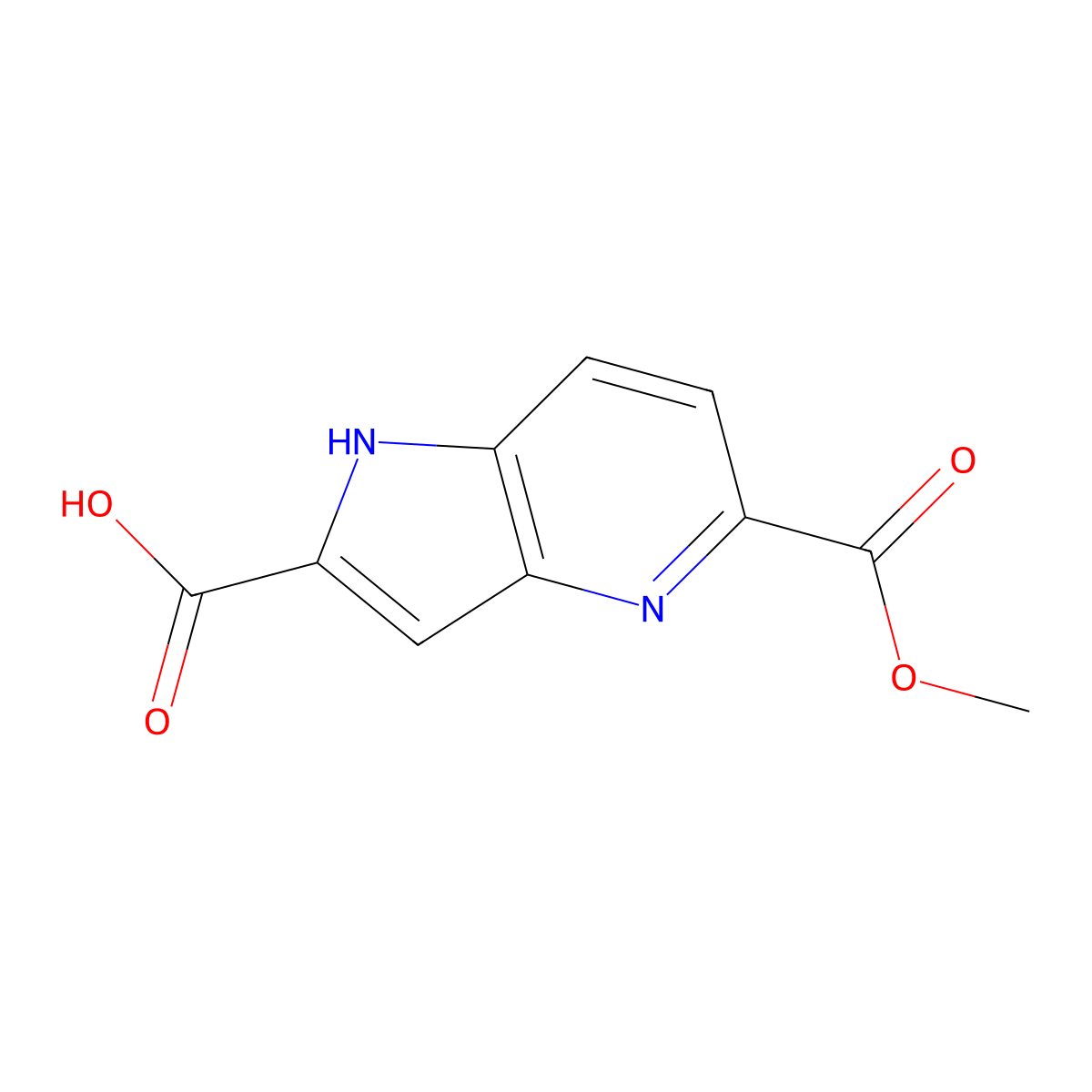 5-(methoxycarbonyl)-1H-pyrrolo(3,2-b)pyridine-2-carboxylic acid molecular structure, CAS 797060-53-8