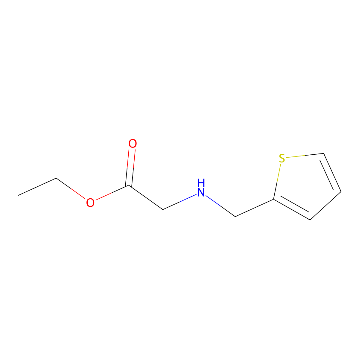 Ethyl 2-((thiophen-2-ylmethyl)amino)acetate molecular structure, CAS 79714-08-2