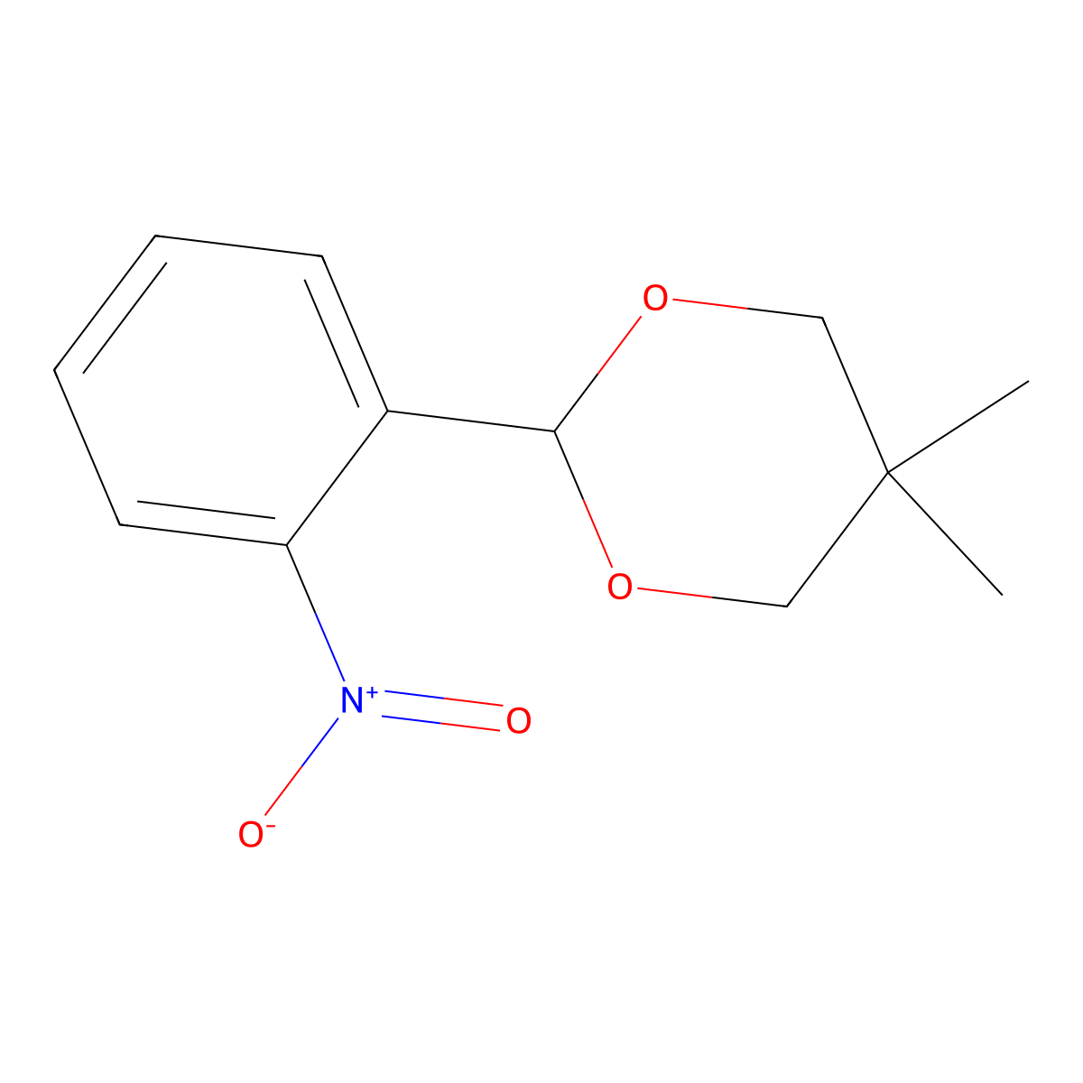 1,3-Dioxane, 5,5-dimethyl-2-(2-nitrophenyl)- molecular structure, CAS 79718-94-8