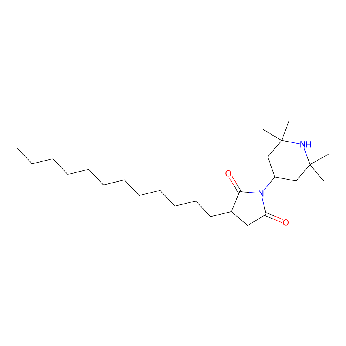 2,5-Pyrrolidinedione, 3-dodecyl-1-(2,2,6,6-tetramethyl-4-piperidinyl)- molecular structure, CAS 79720-19-7