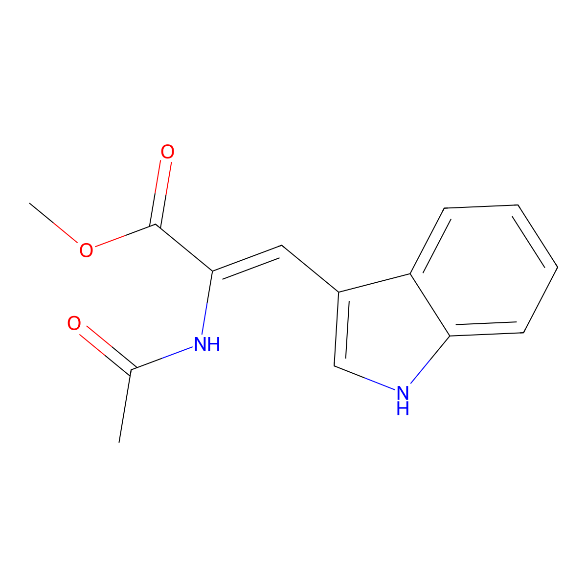 methyl 2-acetamido-3-(1H-indol-3-yl)prop-2-enoate molecular structure, CAS 79722-83-1