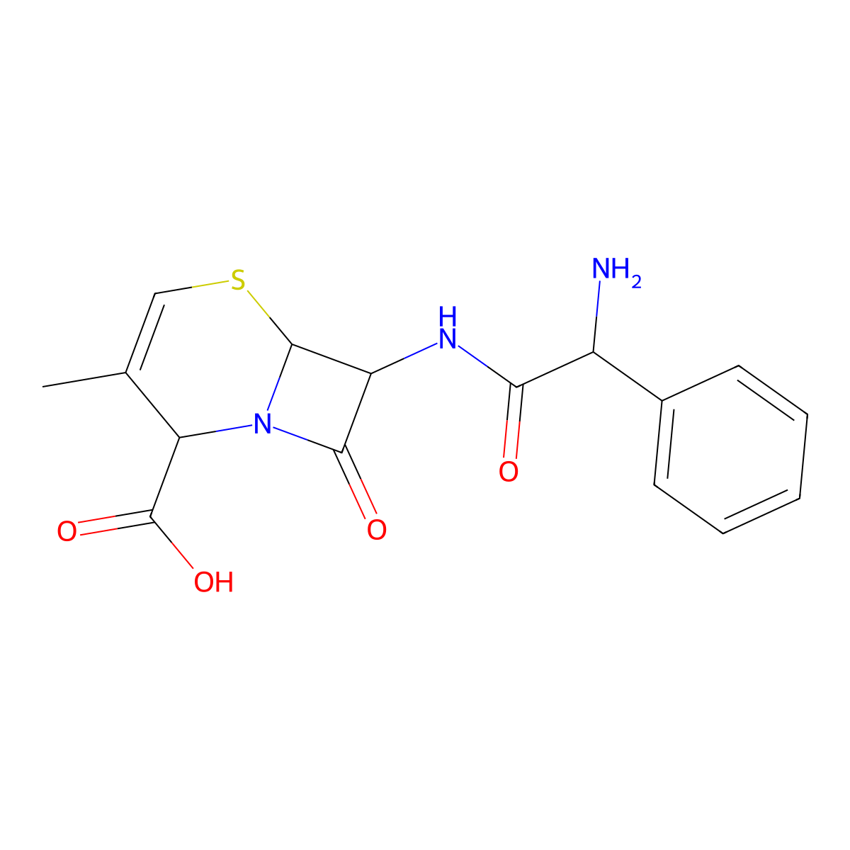 (6R,7R)-7-((R)-2-Amino-2-phenylacetamido)-3-methyl-8-oxo-5-thia-1-azabicyclo[4.2.0]oct-3-ene-2-carboxylic acid molecular structure, CAS 79750-46-2