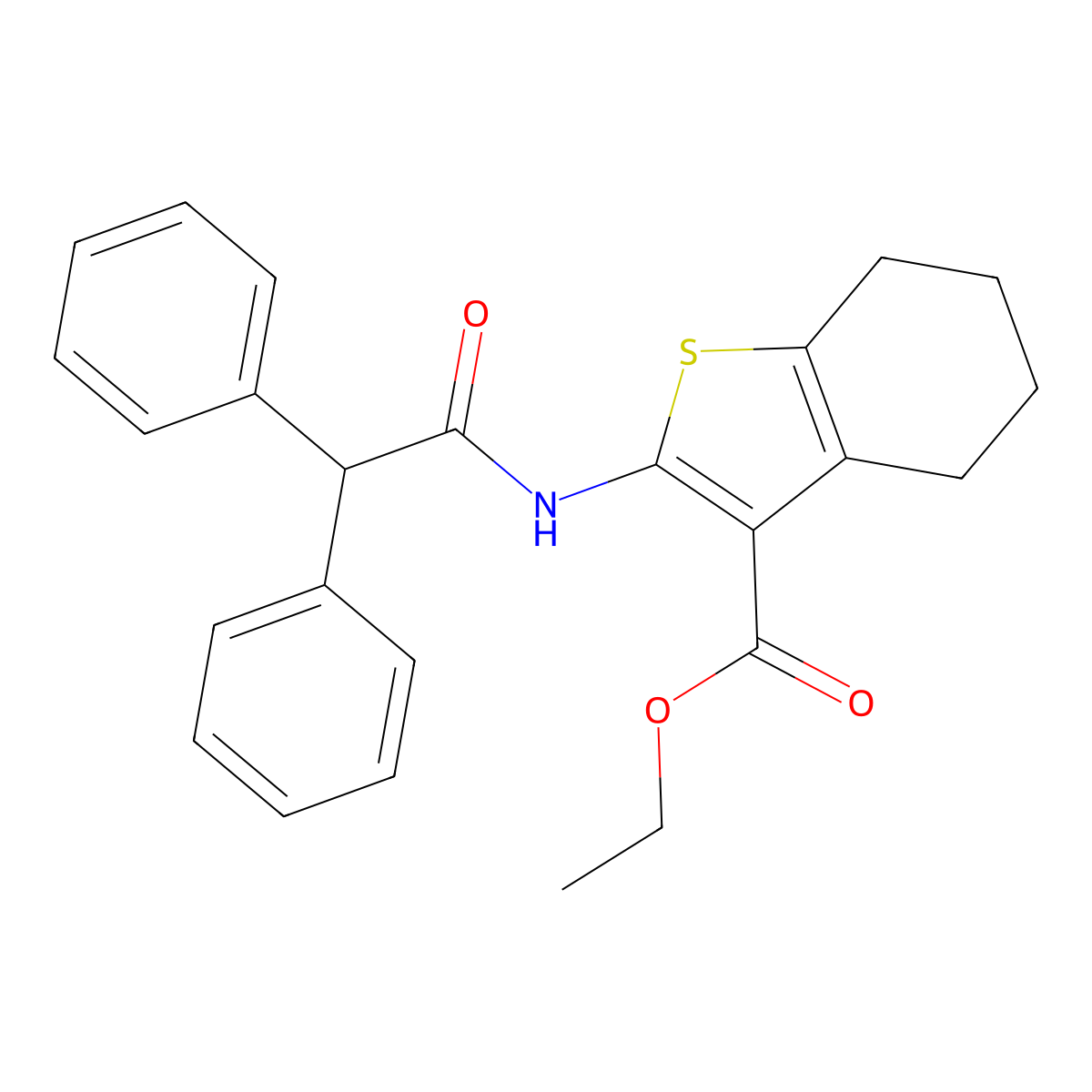 Ethyl 2-[(diphenylacetyl)amino]-4,5,6,7-tetrahydro-1-benzothiophene-3-carboxylate molecular structure, CAS 79750-91-7