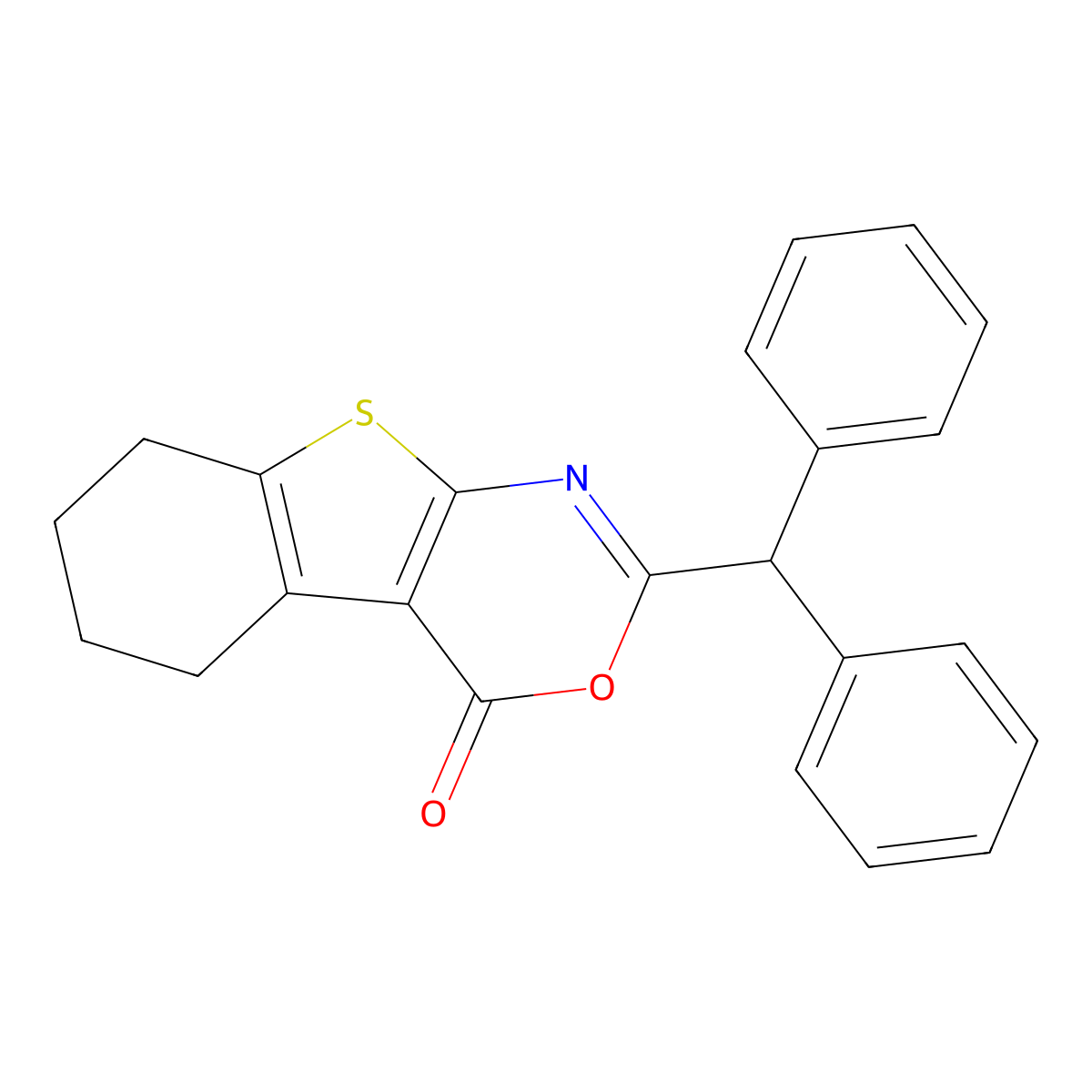2-Benzhydryl-5,6,7,8-tetrahydro-[1]benzothiolo[2,3-d][1,3]oxazin-4-one molecular structure, CAS 79750-95-1