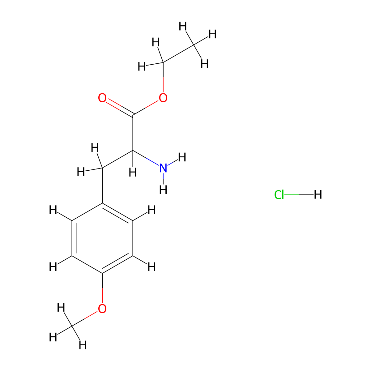 Ethyl 2-amino-3-(4-methoxyphenyl)propanoate hydrochloride molecular structure, CAS 79751-43-2