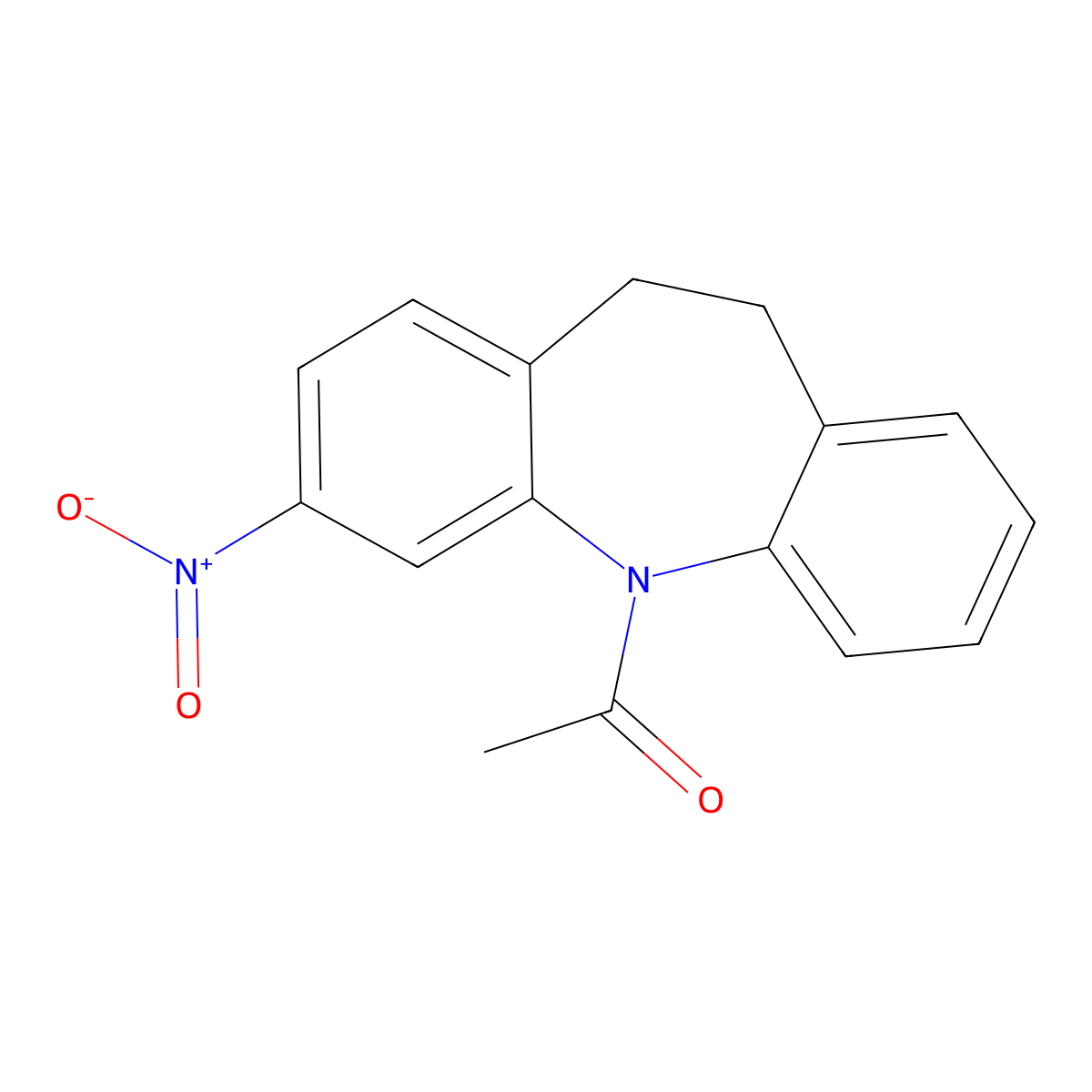 5-Acetyl-10,11-dihydro-3-nitro-5H-dibenz(b,f)azepine molecular structure, CAS 79752-03-7