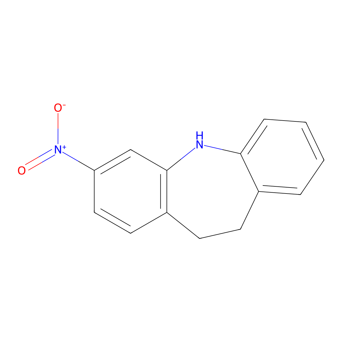 3-Nitro-10,11-dihydro-5H-dibenzo[B,F]azepine molecular structure, CAS 79752-06-0