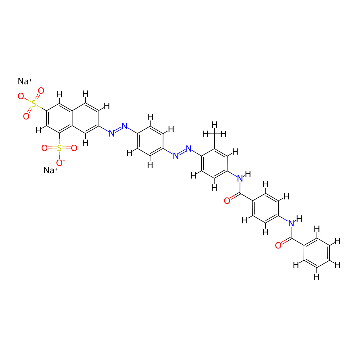 1,3-Naphthalenedisulfonic acid, 7-[2-[4-[2-[4-[[4-(benzoylamino)benzoyl]amino]-2-methylphenyl]diazenyl]phenyl]diazenyl]-, sodium salt (1:2) molecular structure, CAS 79770-26-6