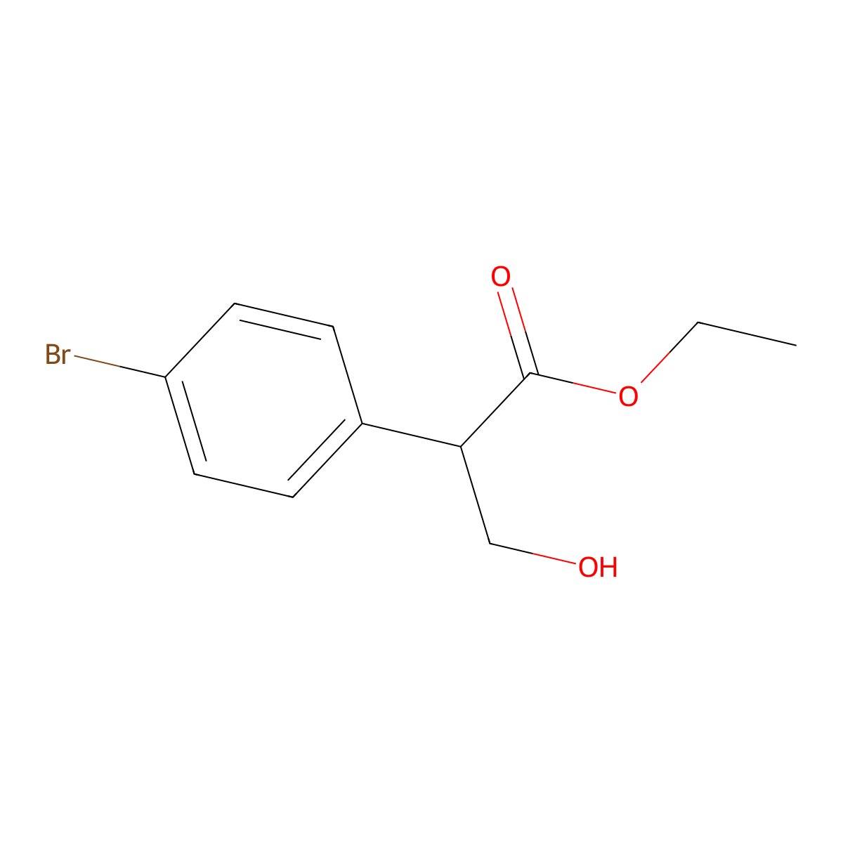 3-Hydroxy-2-(4-bromophenyl)-propionic acid ethyl ester molecular structure, CAS 797756-92-4