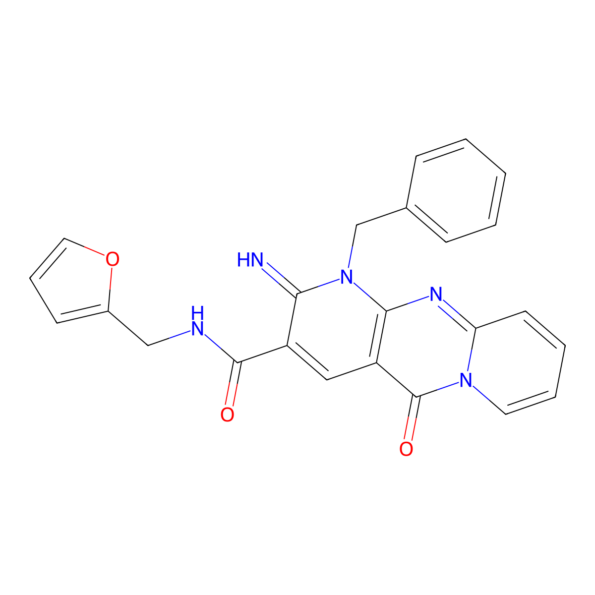 7-benzyl-N-[(furan-2-yl)methyl]-6-imino-2-oxo-1,7,9-triazatricyclo[8.4.0.0^{3,8}]tetradeca-3(8),4,9,11,13-pentaene-5-carboxamide molecular structure, CAS 797764-63-7