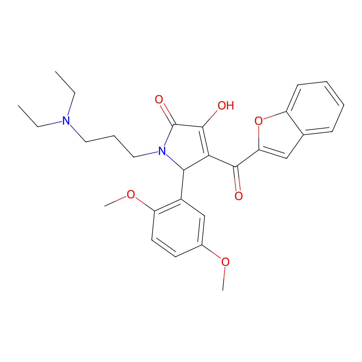 4-(Benzo[d]furan-2-ylcarbonyl)-1-[3-(diethylamino)propyl]-5-(2,5-dimethoxyphen yl)-3-hydroxy-3-pyrrolin-2-one molecular structure, CAS 797765-22-1