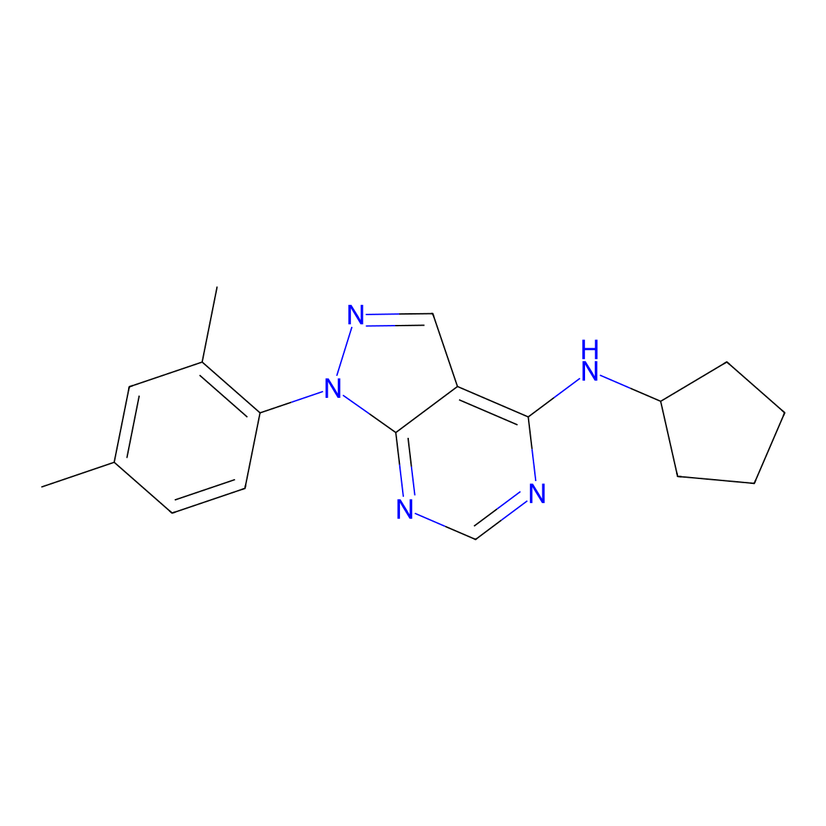 [1-(2,4-Dimethylphenyl)pyrazolo[4,5-e]pyrimidin-4-yl]cyclopentylamine molecular structure, CAS 797765-27-6