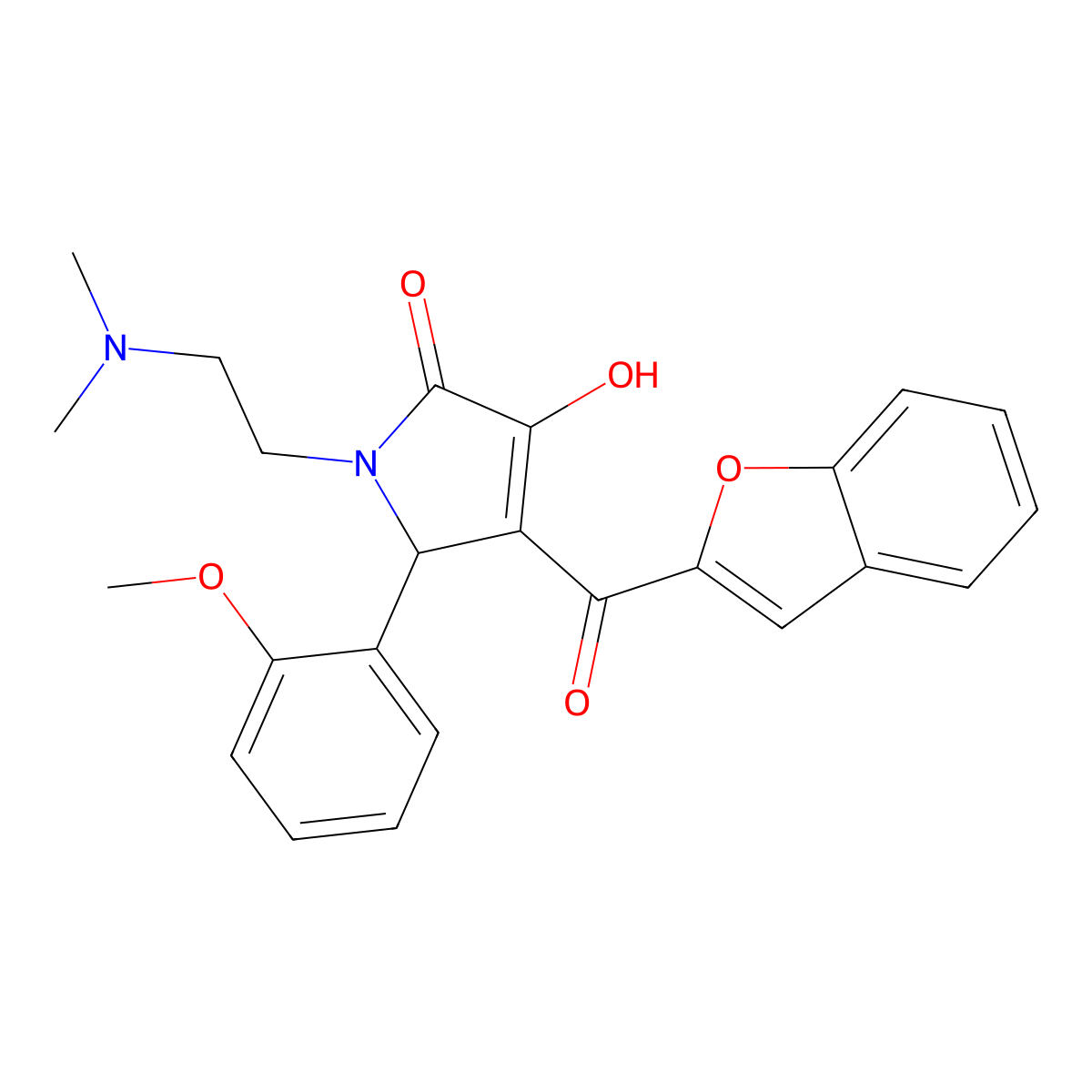 4-(1-benzofuran-2-ylcarbonyl)-1-[2-(dimethylamino)ethyl]-3-hydroxy-5-(2-methoxyphenyl)-1,5-dihydro-2H-pyrrol-2-one molecular structure, CAS 797765-45-8