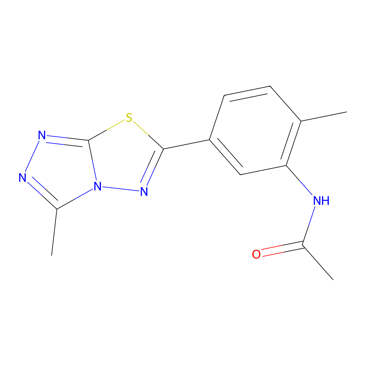 N-[2-methyl-5-(3-methyl[1,2,4]triazolo[3,4-b][1,3,4]thiadiazol-6-yl)phenyl]acetamide molecular structure, CAS 797767-47-6