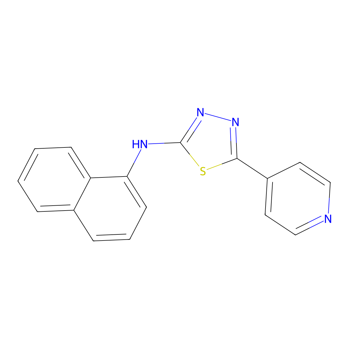 N-naphthalen-1-yl-5-pyridin-4-yl-1,3,4-thiadiazol-2-amine molecular structure, CAS 797767-57-8