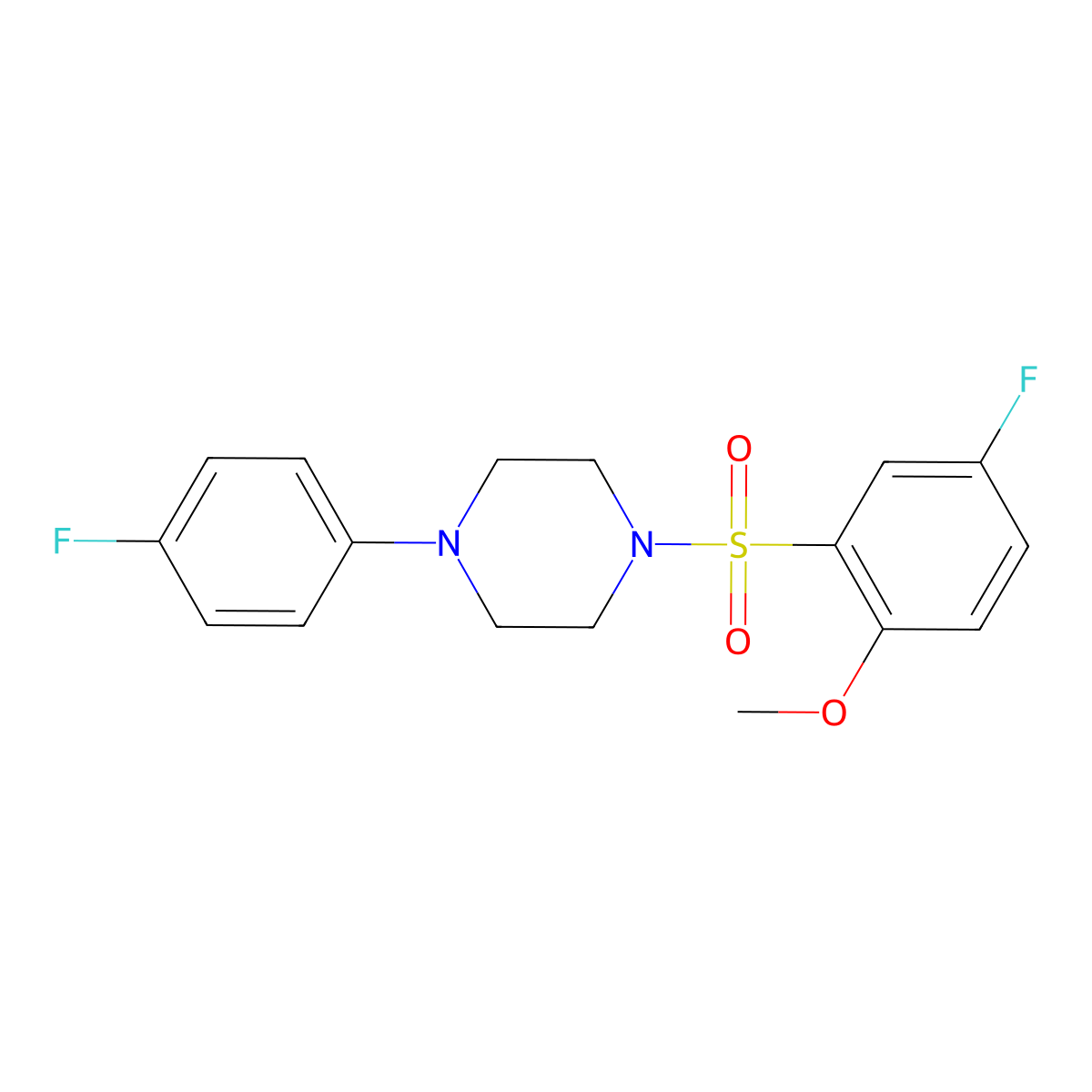 1-(5-Fluoro-2-methoxyphenyl)sulfonyl-4-(4-fluorophenyl)piperazine molecular structure, CAS 797769-71-2