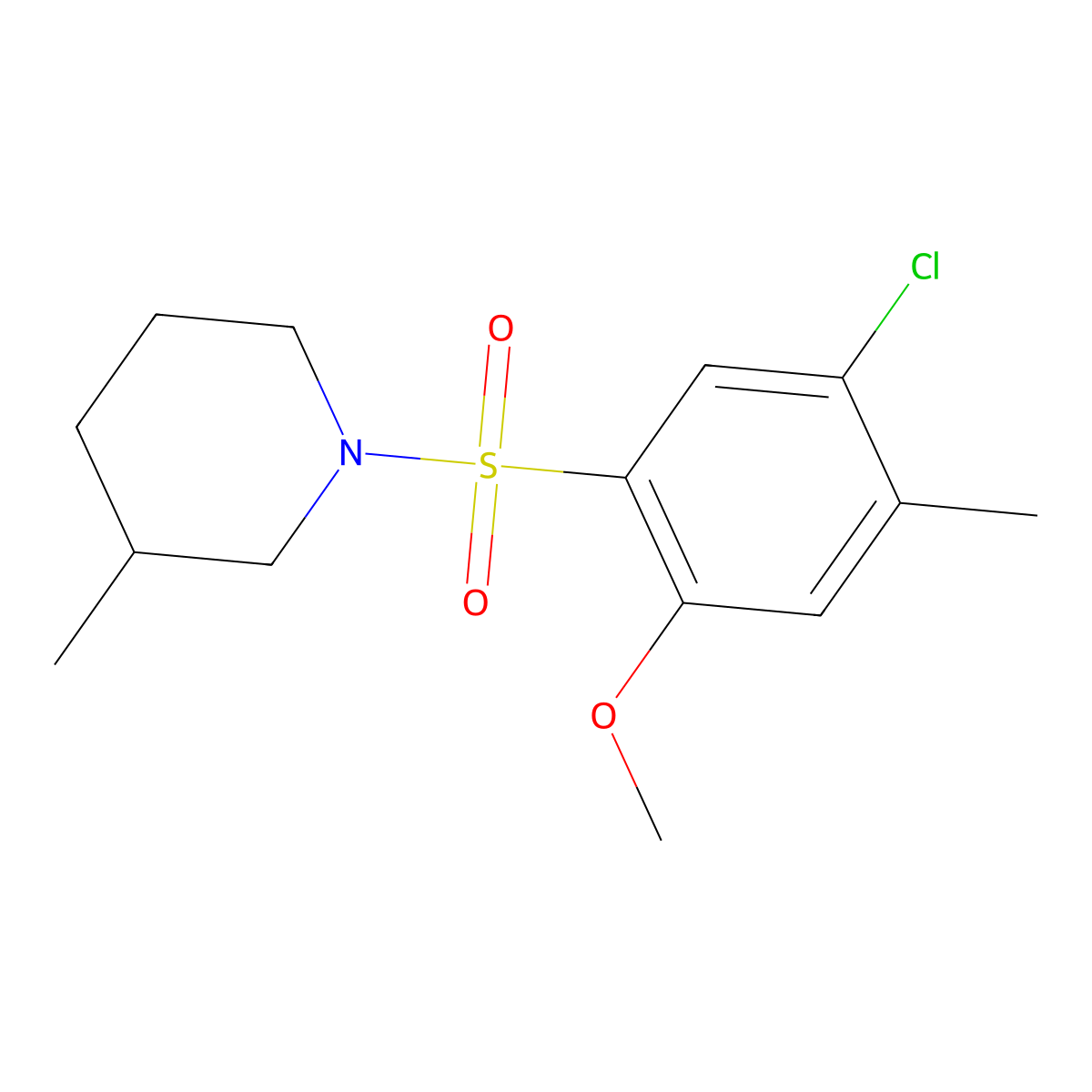 1-(5-Chloro-2-methoxy-4-methylphenyl)sulfonyl-3-methylpiperidine molecular structure, CAS 797769-77-8