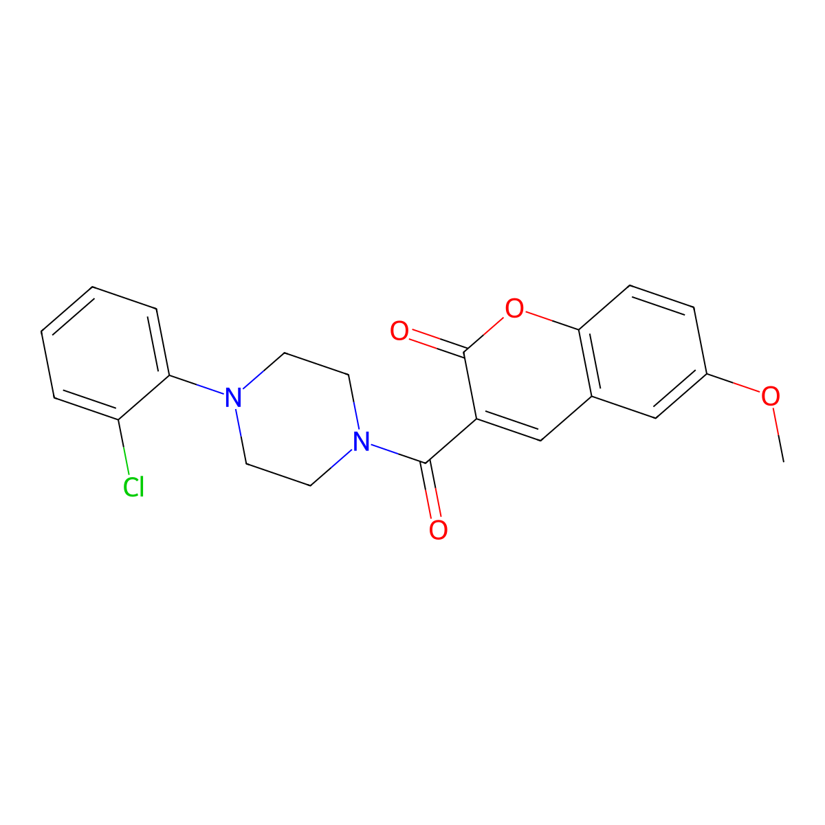 3-{[4-(2-Chlorophenyl)piperazinyl]carbonyl}-6-methoxychromen-2-one molecular structure, CAS 797769-83-6