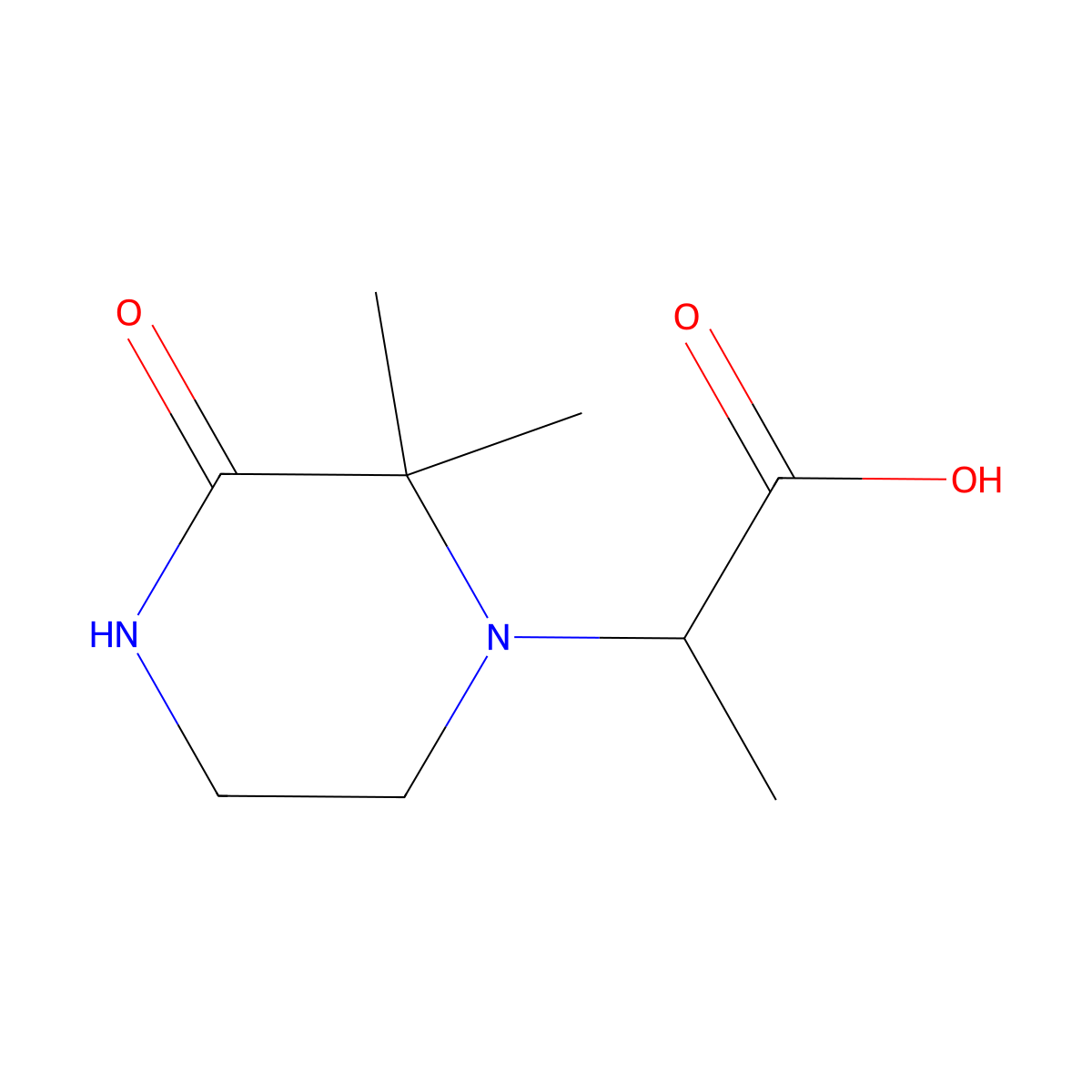 2-(2,2-Dimethyl-3-oxopiperazin-1-yl)propanoic acid molecular structure, CAS 797769-93-8