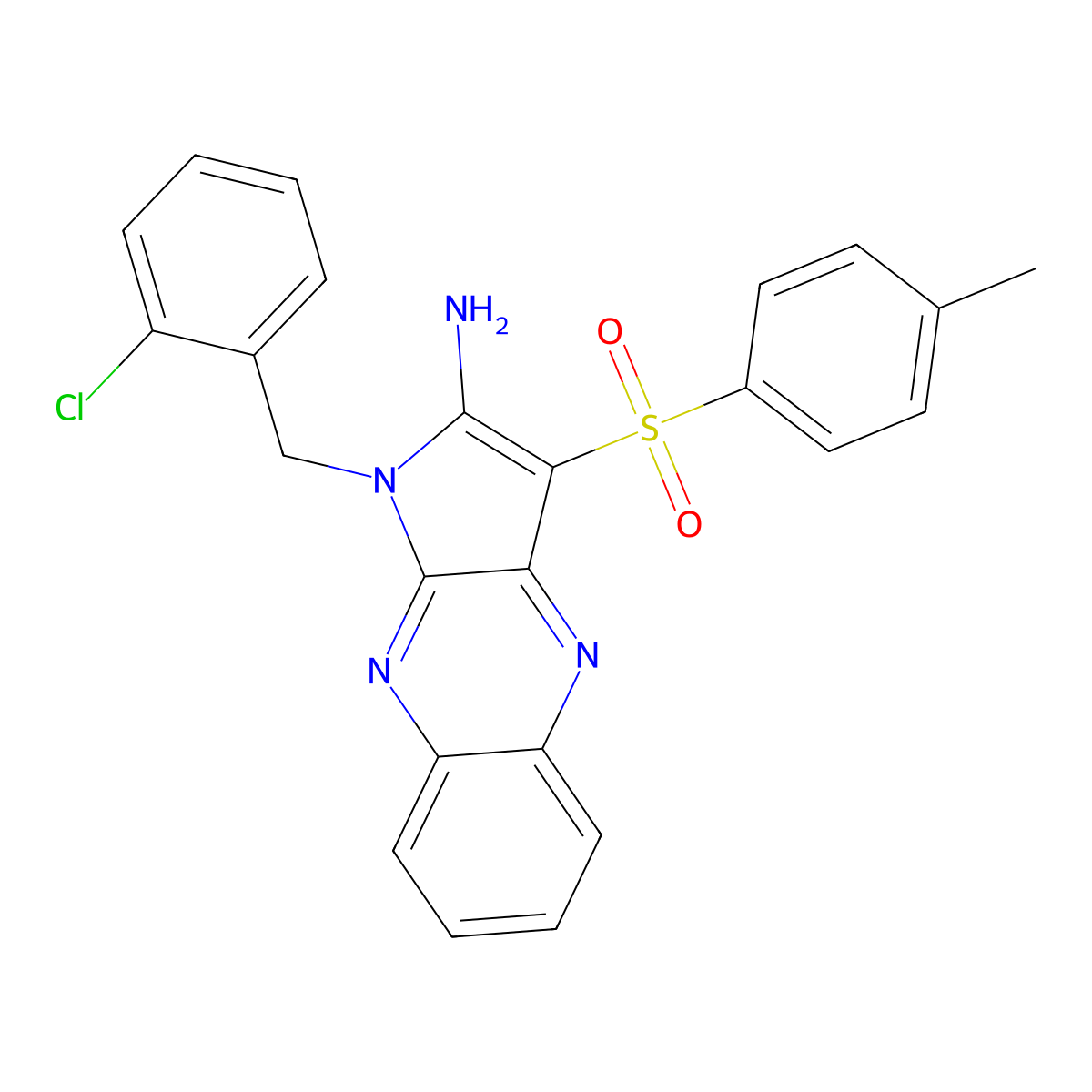 1-(2-chlorobenzyl)-3-[(4-methylphenyl)sulfonyl]-1H-pyrrolo[2,3-b]quinoxalin-2-amine molecular structure, CAS 797769-94-9