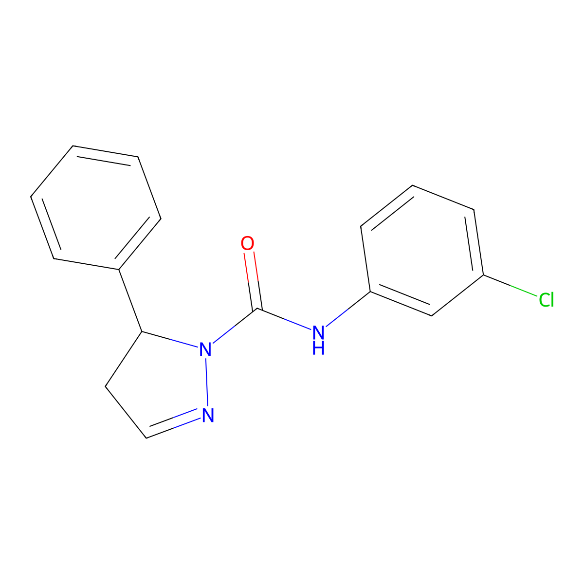 N-(3-chlorophenyl)-3-phenyl-3,4-dihydropyrazole-2-carboxamide molecular structure, CAS 797770-03-7