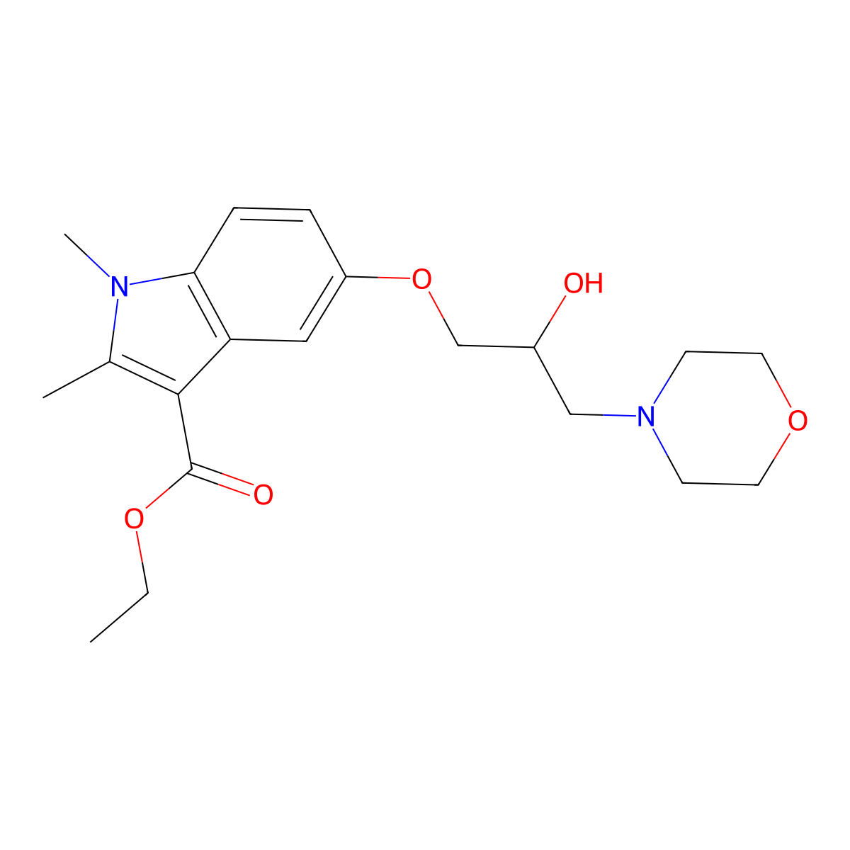 Ethyl 5-(2-hydroxy-3-morpholin-4-ylpropoxy)-1,2-dimethylindole-3-carboxylate molecular structure, CAS 797770-62-8