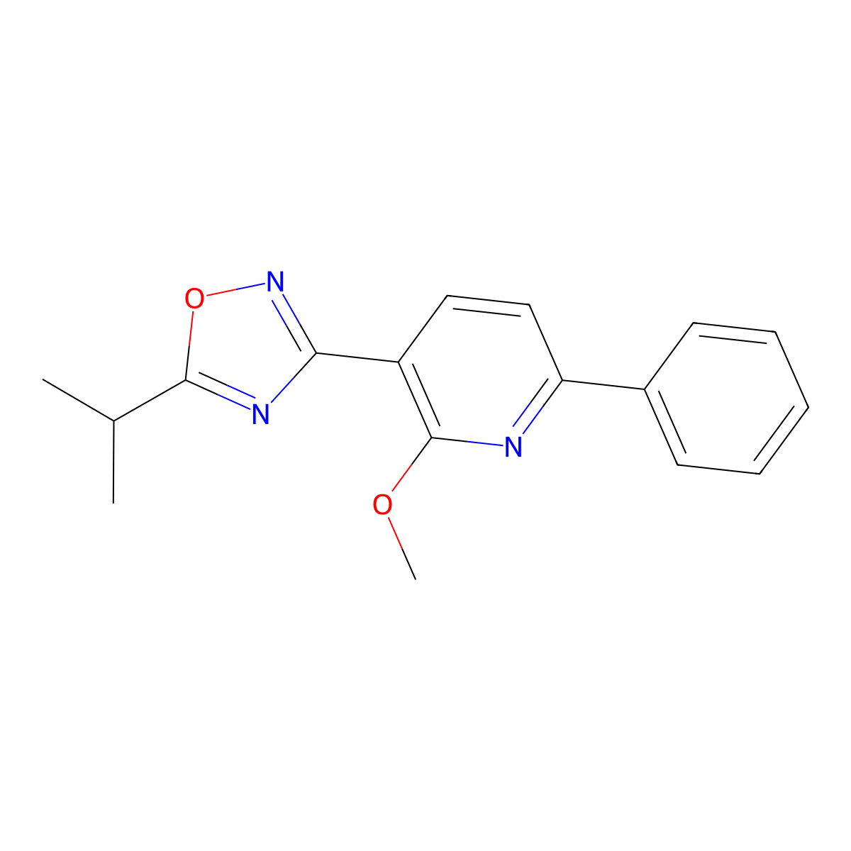 3-(2-Methoxy-6-phenylpyridin-3-yl)-5-propan-2-yl-1,2,4-oxadiazole molecular structure, CAS 797770-65-1