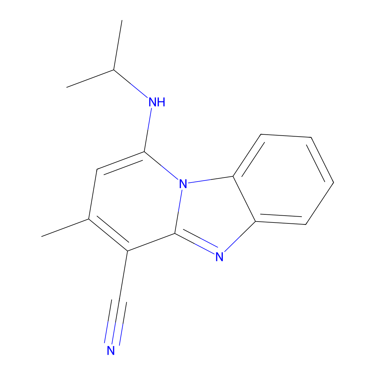 3-Methyl-1-(propan-2-ylamino)pyrido[1,2-a]benzimidazole-4-carbonitrile molecular structure, CAS 797771-21-2