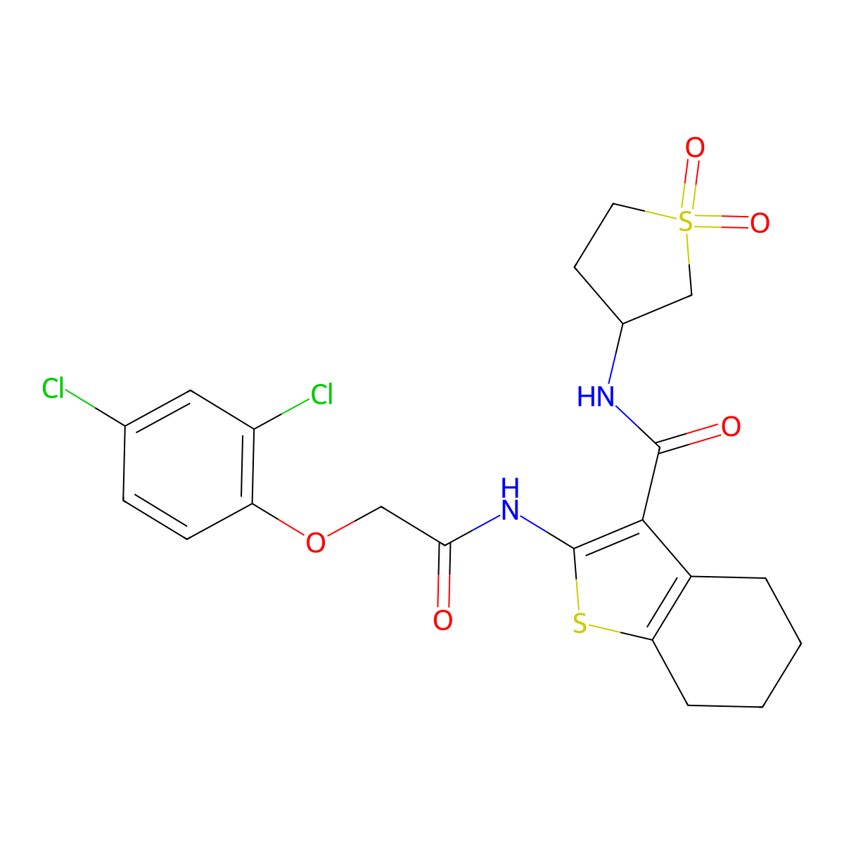 2-{[(2,4-dichlorophenoxy)acetyl]amino}-N-(1,1-dioxidotetrahydrothiophen-3-yl)-4,5,6,7-tetrahydro-1-benzothiophene-3-carboxamide molecular structure, CAS 797771-59-6