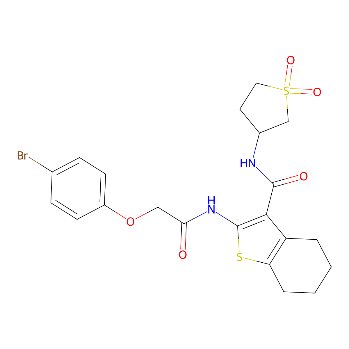2-{[(4-bromophenoxy)acetyl]amino}-N-(1,1-dioxidotetrahydrothiophen-3-yl)-4,5,6,7-tetrahydro-1-benzothiophene-3-carboxamide molecular structure, CAS 797771-77-8