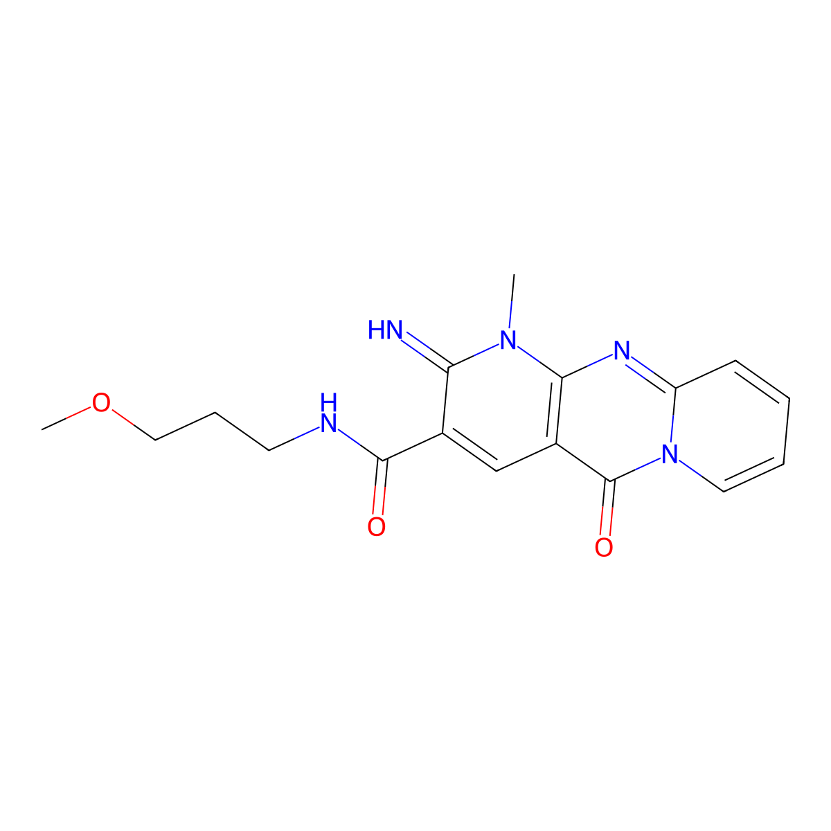 2-imino-N-(3-methoxypropyl)-1-methyl-5-oxo-2,5-dihydro-1H-dipyrido[1,2-a:2',3'-d]pyrimidine-3-carboxamide molecular structure, CAS 797772-13-5