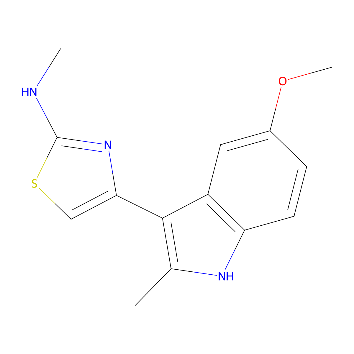 4-(5-methoxy-2-methyl-1H-indol-3-yl)-N-methyl-1,3-thiazol-2-amine molecular structure, CAS 797772-77-1