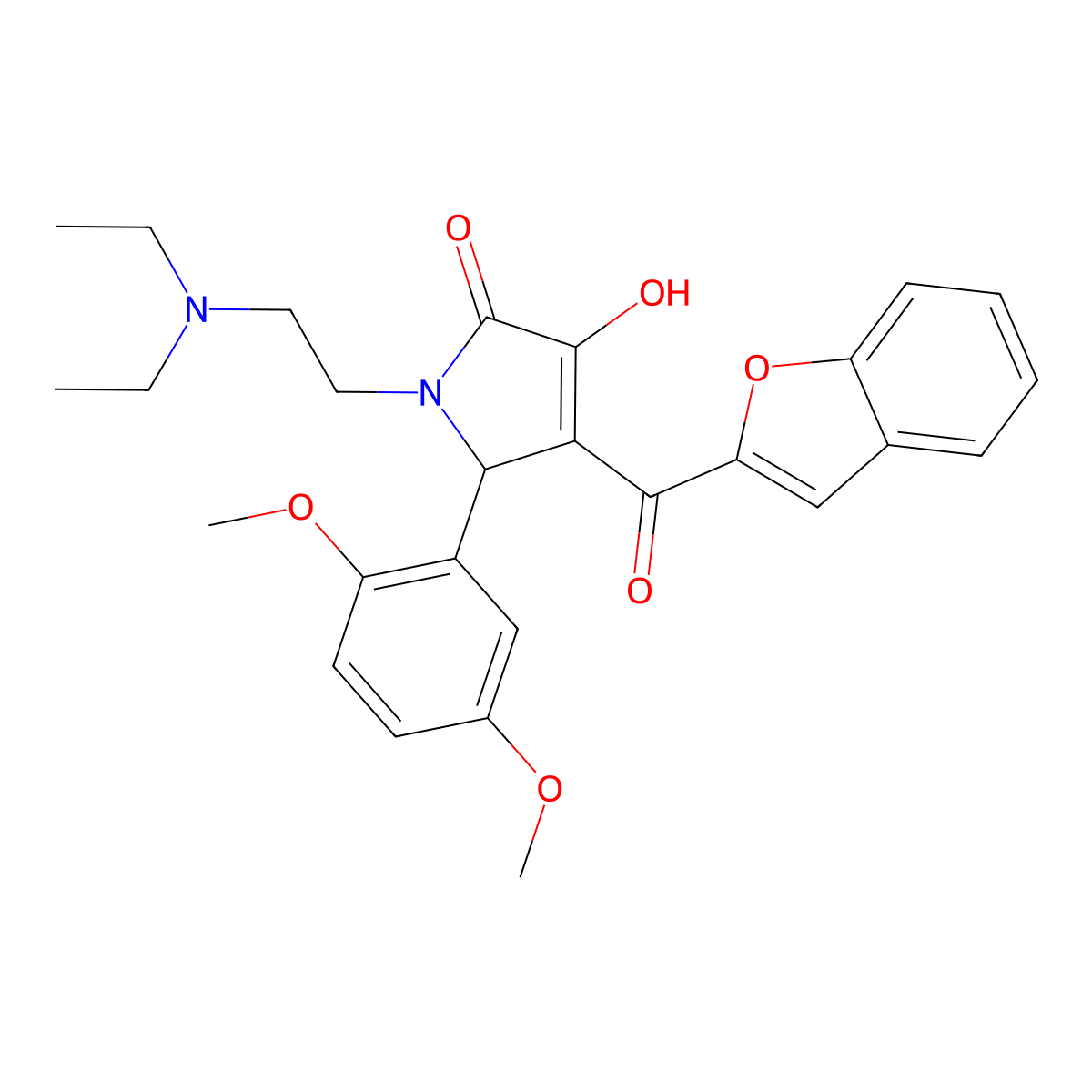 4-(1-benzofuran-2-ylcarbonyl)-1-[2-(diethylamino)ethyl]-5-(2,5-dimethoxyphenyl)-3-hydroxy-1,5-dihydro-2H-pyrrol-2-one molecular structure, CAS 797773-35-4
