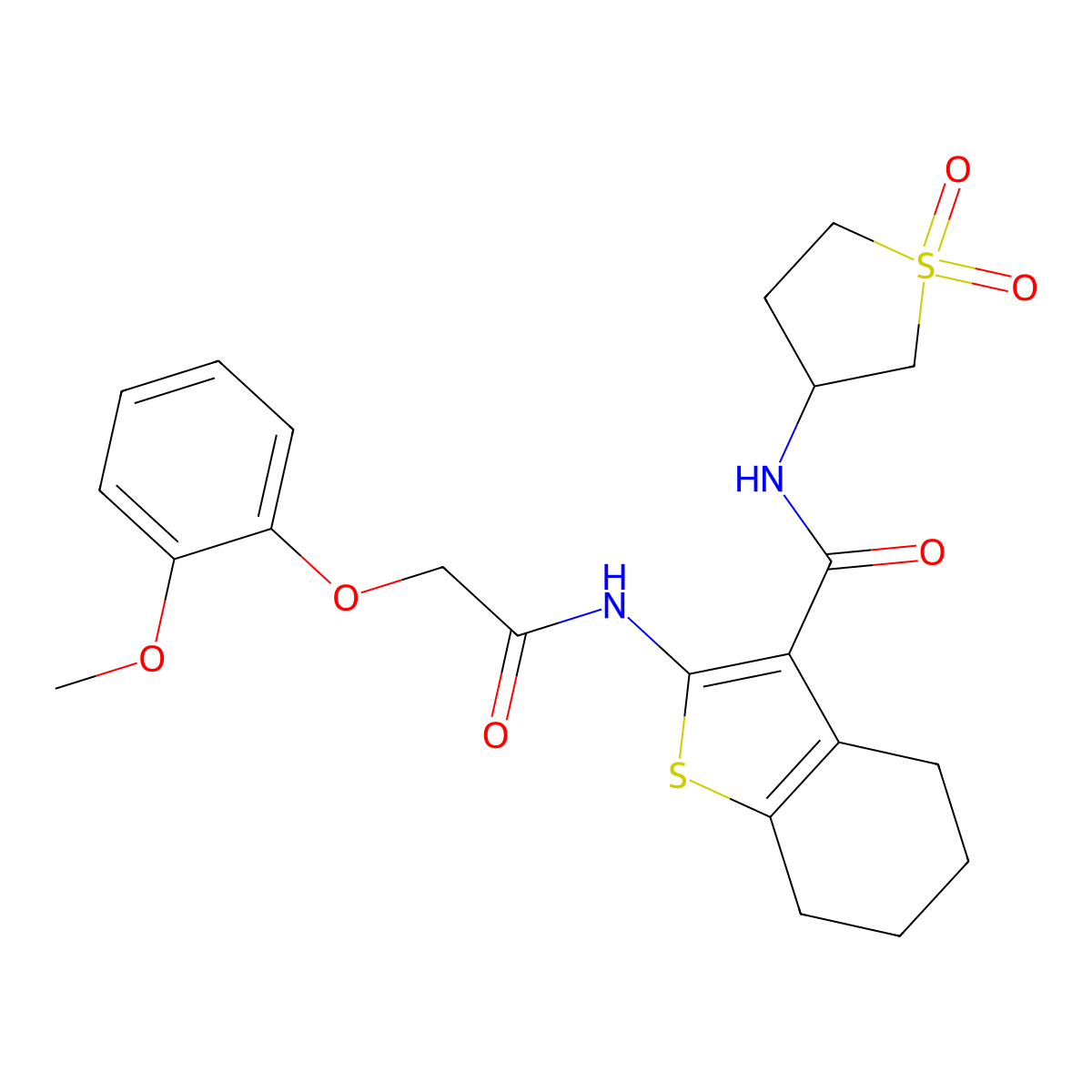 N-(1,1-dioxidotetrahydrothiophen-3-yl)-2-{[(2-methoxyphenoxy)acetyl]amino}-4,5,6,7-tetrahydro-1-benzothiophene-3-carboxamide molecular structure, CAS 797774-81-3