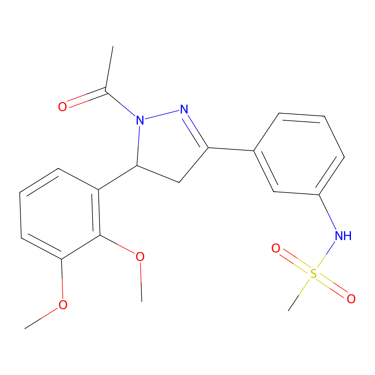 N-(3-(1-acetyl-5-(2,3-dimethoxyphenyl)-4,5-dihydro-1H-pyrazol-3-yl)phenyl)methanesulfonamide molecular structure, CAS 797775-01-0