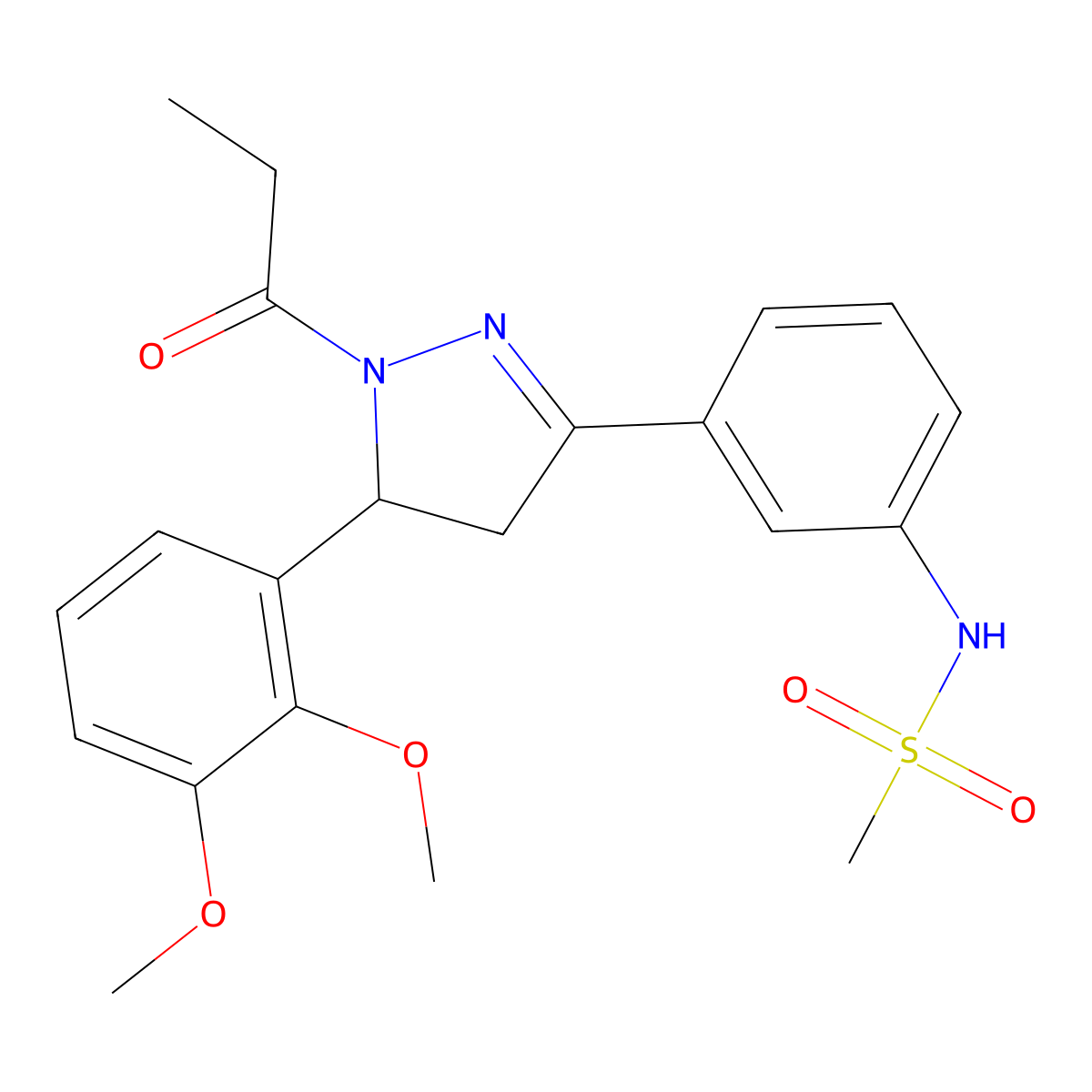 N-{3-[5-(2,3-dimethoxyphenyl)-1-propanoyl-4,5-dihydro-1H-pyrazol-3-yl]phenyl}methanesulfonamide molecular structure, CAS 797775-03-2
